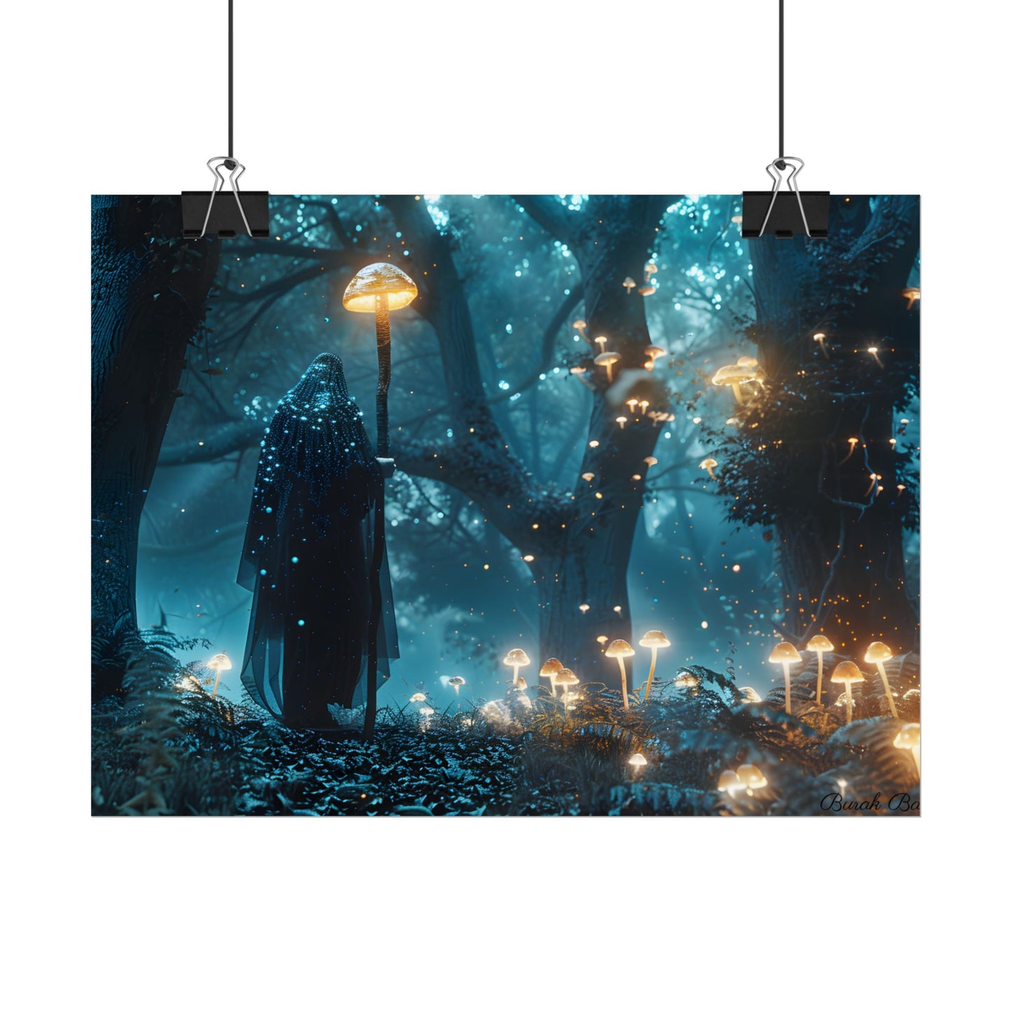 Whispers of Ancient Magic in a Moonlit Mystical Forest - Poster