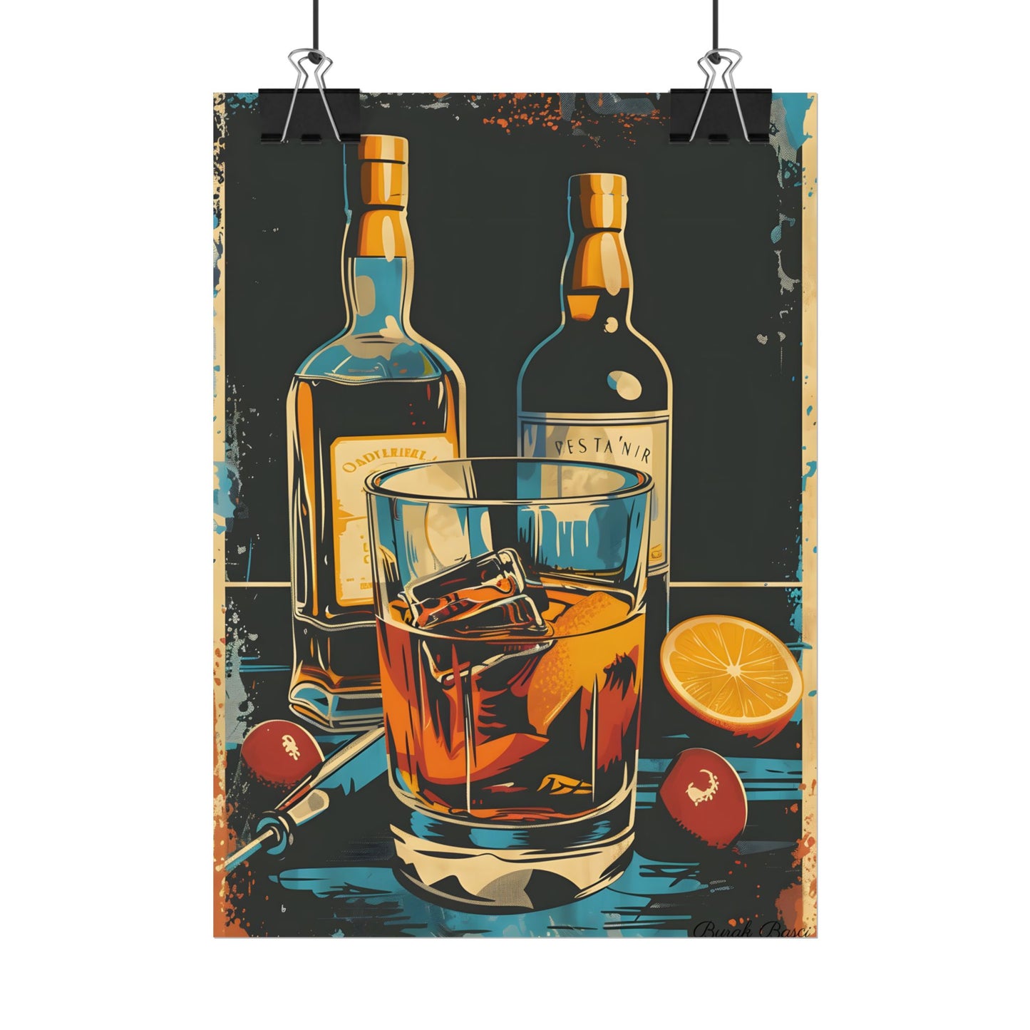 Vintage Cocktail Hour: Old-Fashioned Glass Artwork - Poster