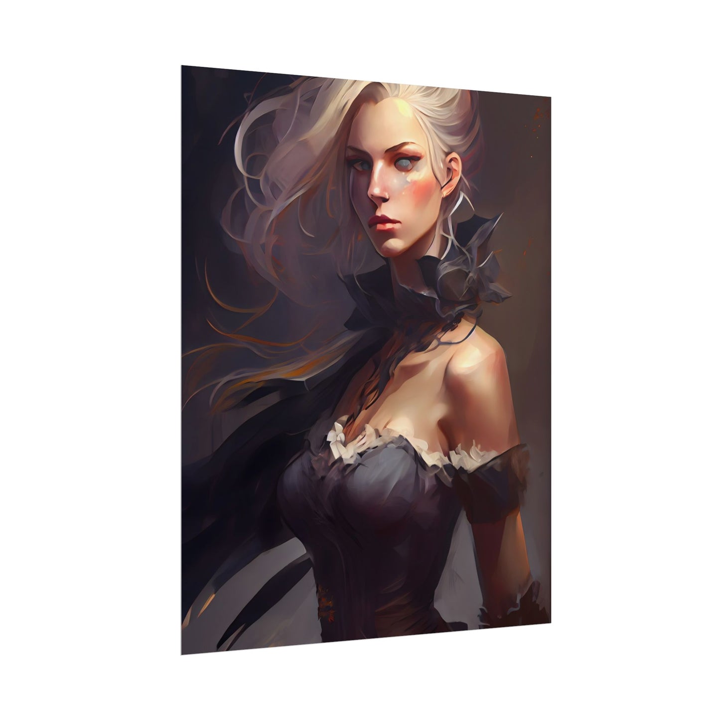 Elegant Blonde Beauty: Whirling Portrait Art - Poster