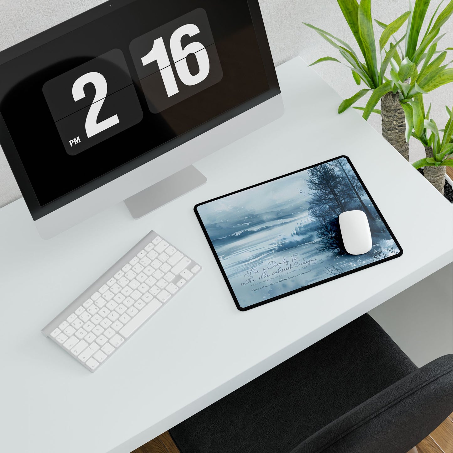 Peaceful Serenity: Winding River and Forest Reflections - Desk Mat
