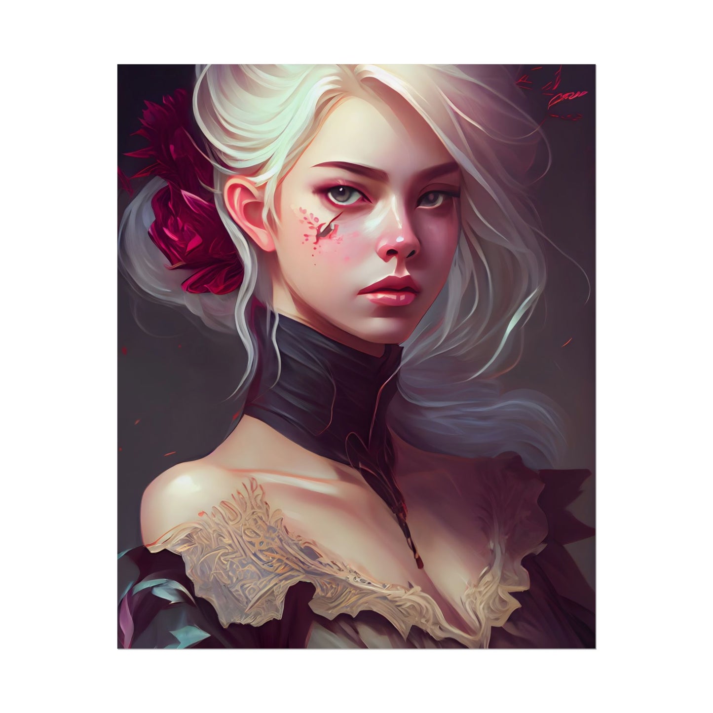 Blonde Beauty in Nature: Realistic Portrait Art - Poster