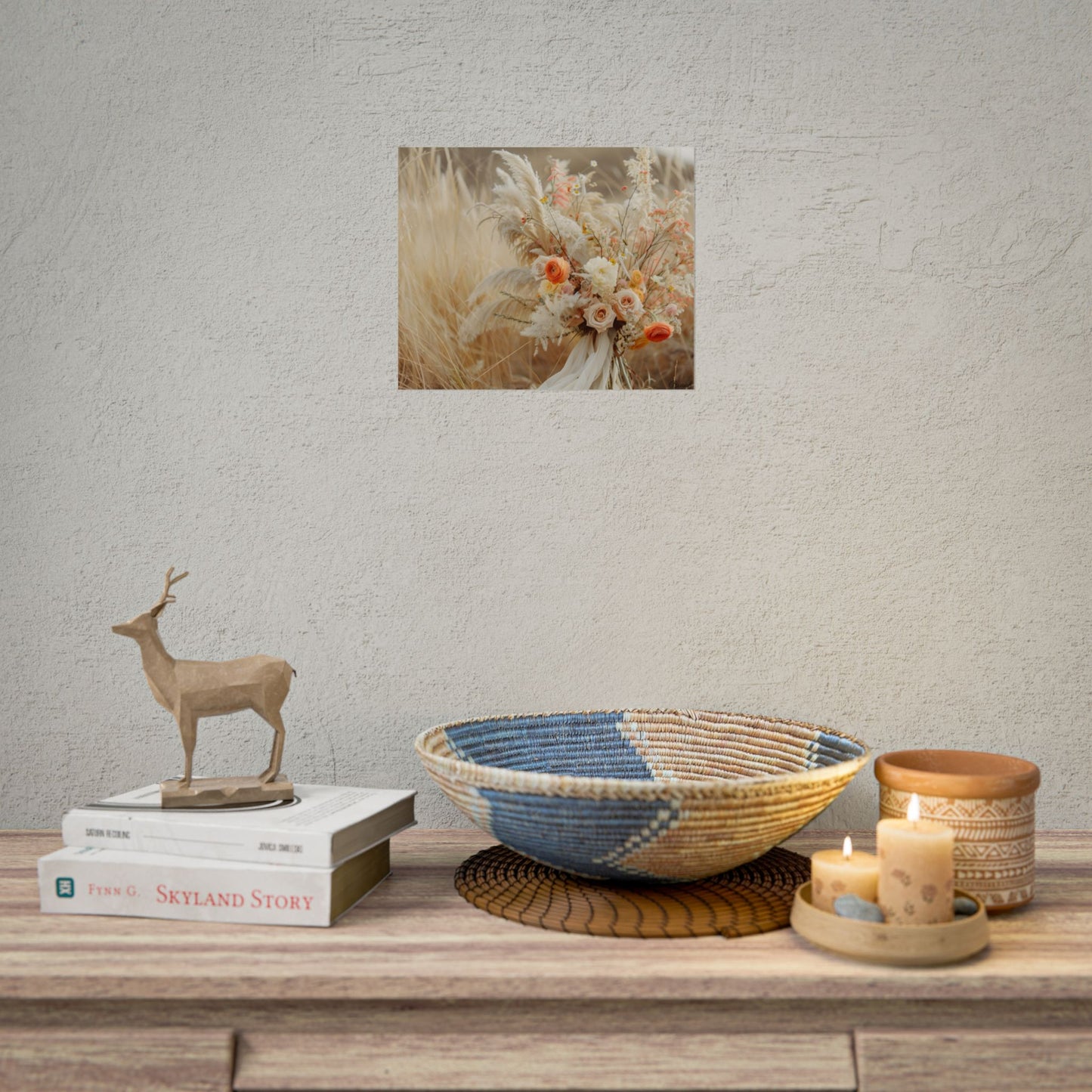 Whimsical Floral Oasis: Vibrant Pampas Artwork - Poster