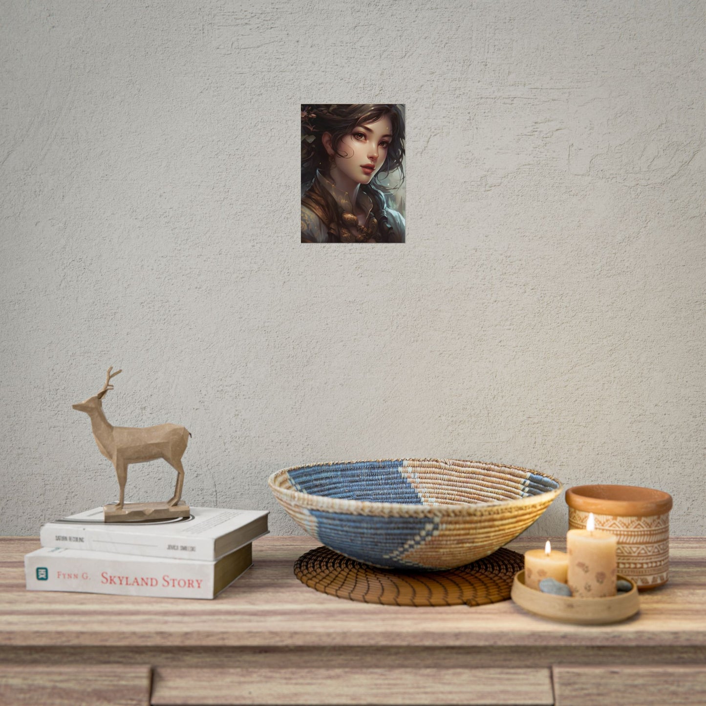 Astonishing Brunette Portrait: Elegant Digital Artwork - Poster