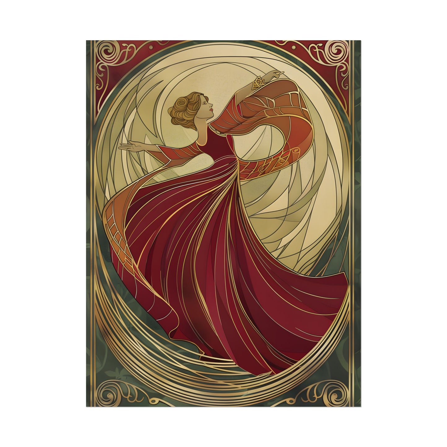Vintage Art Nouveau Elegance: Black & White Poster - Poster