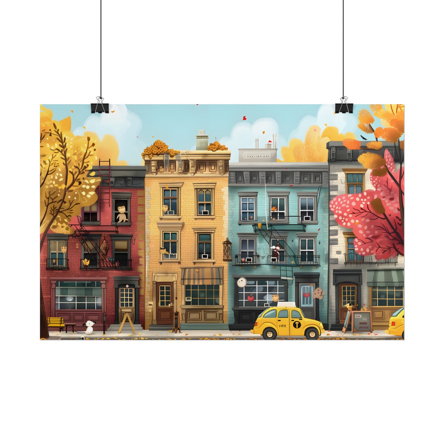 Whimsical Wonder: Playful Yellow Building Illustration - Poster