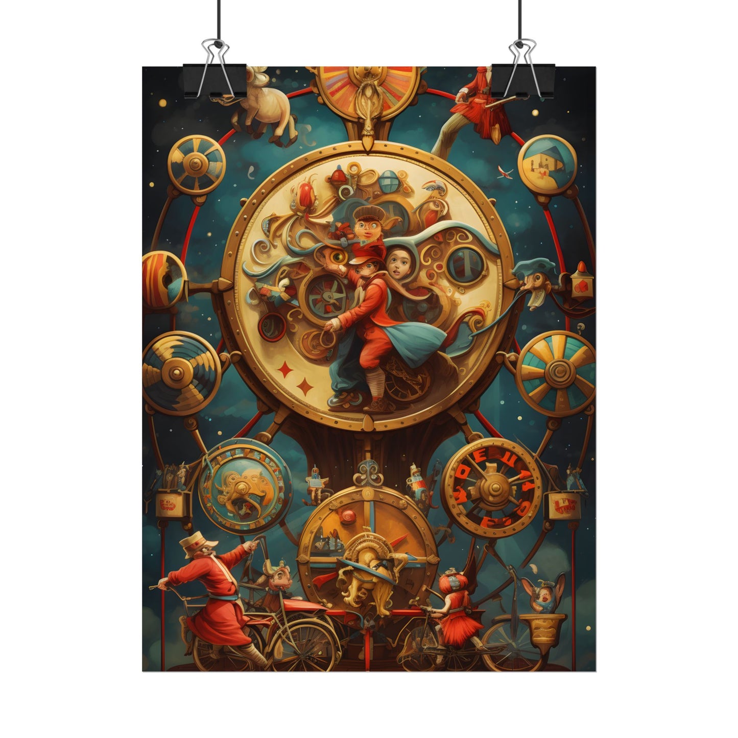 Whimsical Clockwork Circus: Fantastical Mechanical Art - Poster