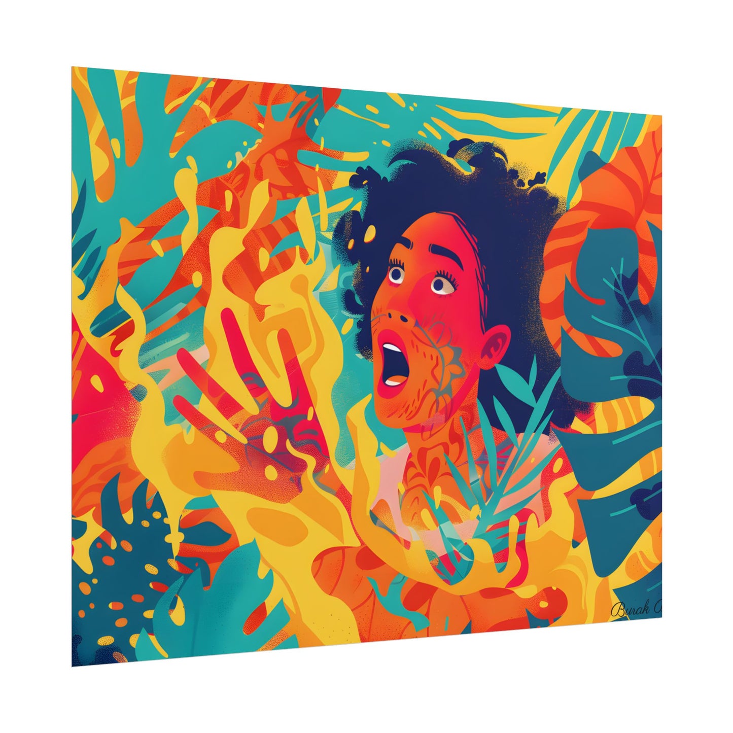 Whimsical Plant Illustration: Digital Cartoon Art - Poster