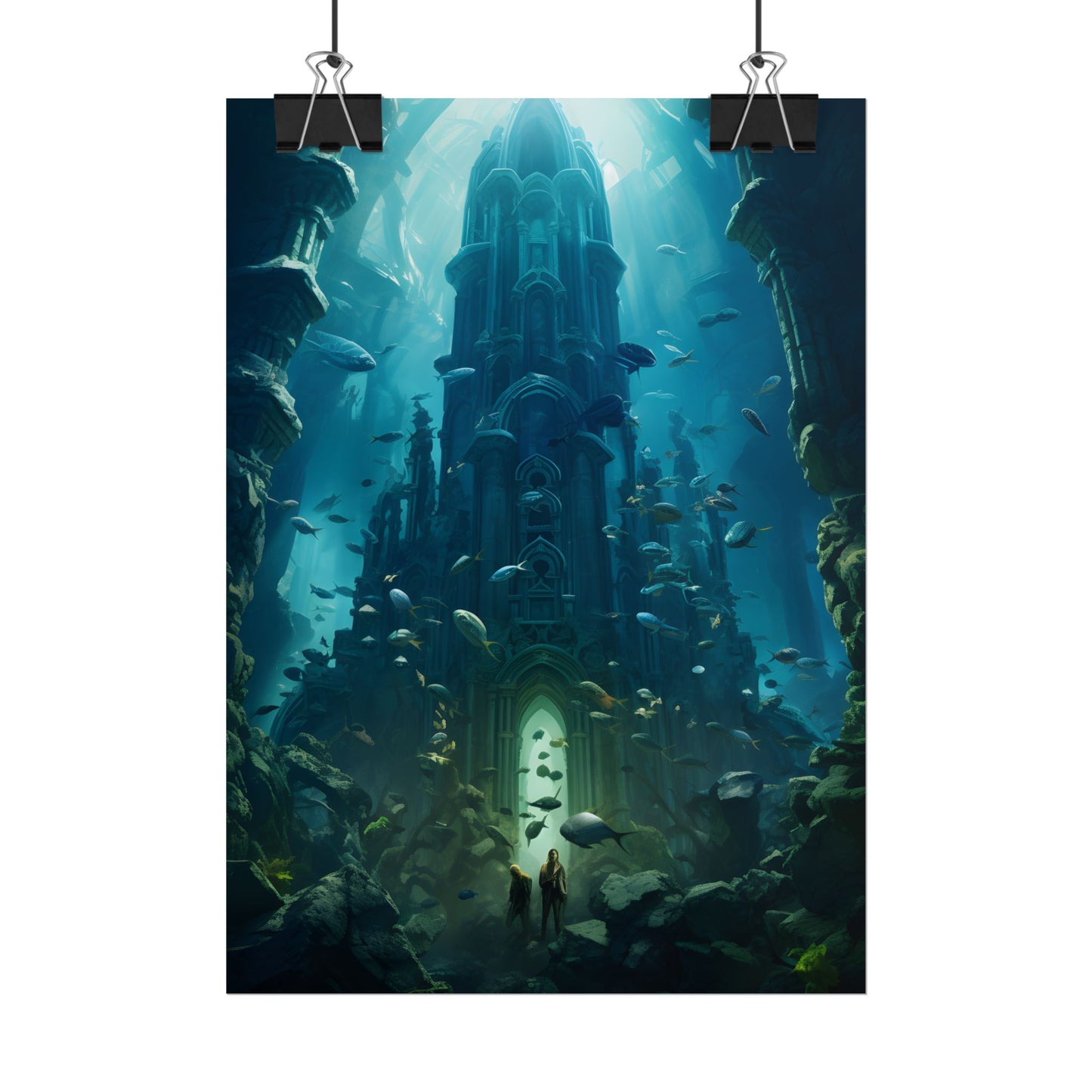 Sunken Ancient City: Underwater Ruins Digital Art - Poster