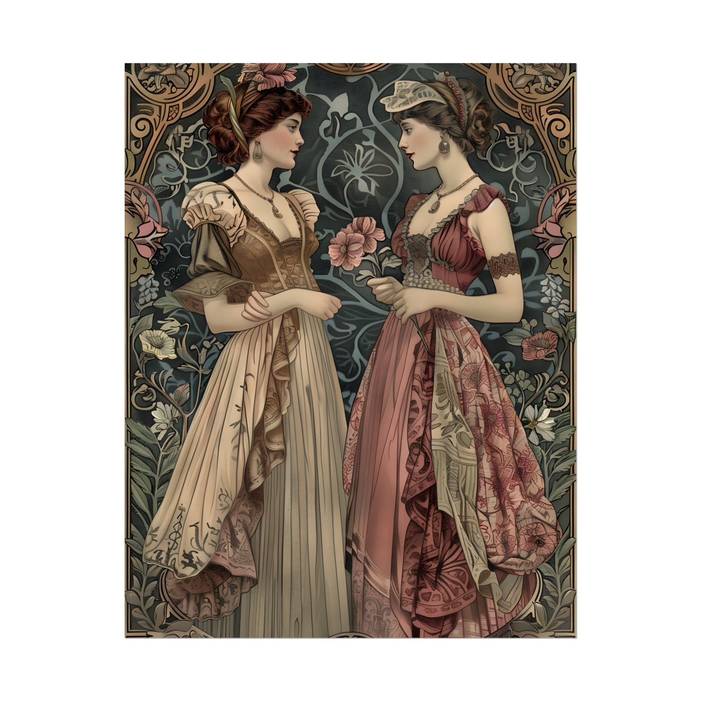 Women in Ornate Attire: Formal Primrose Ceremony - Poster