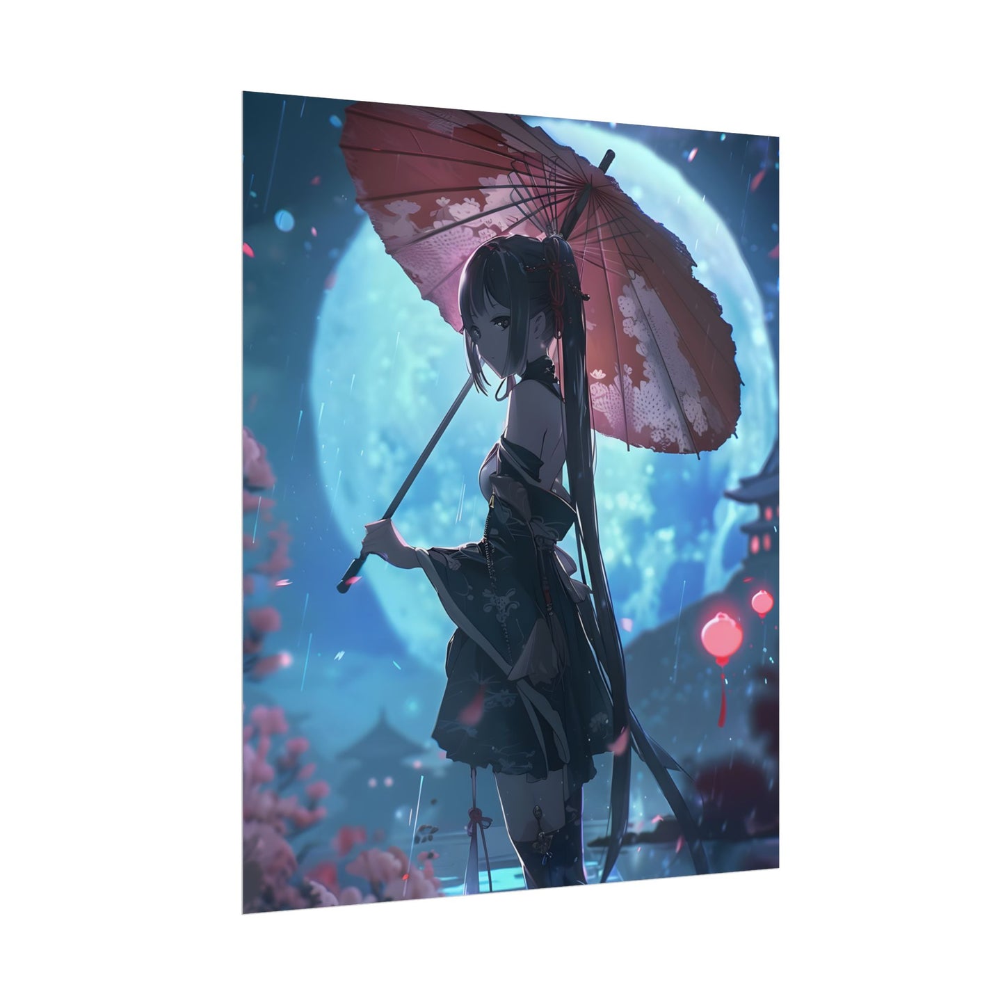 Anime Winter Girl: Gentle Snow Scene Art - Poster