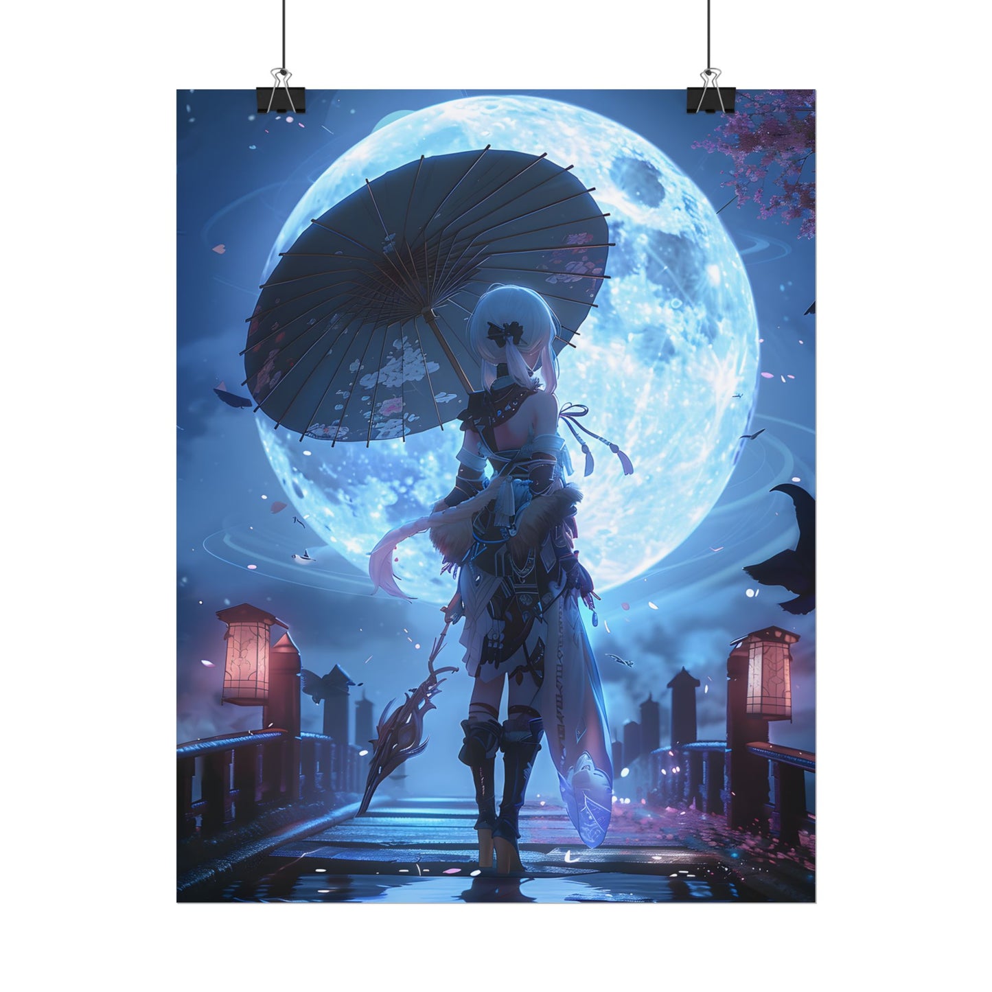 Anime Winter Scene: Girl Holds Umbrella - A Delicate Moment - Poster