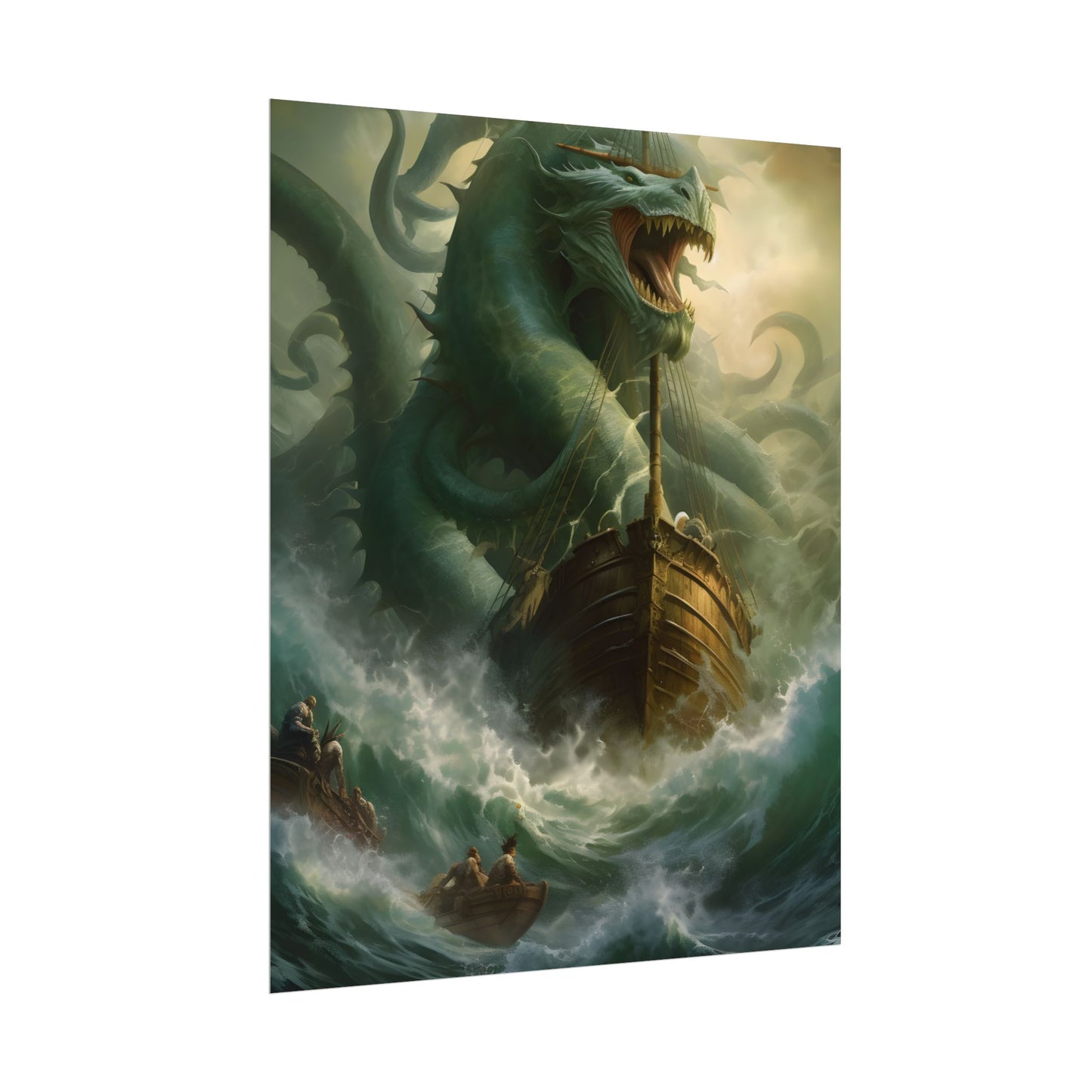 Ancient Mythical Sea Monsters: Prehistoric Marine Creature Art - Poster