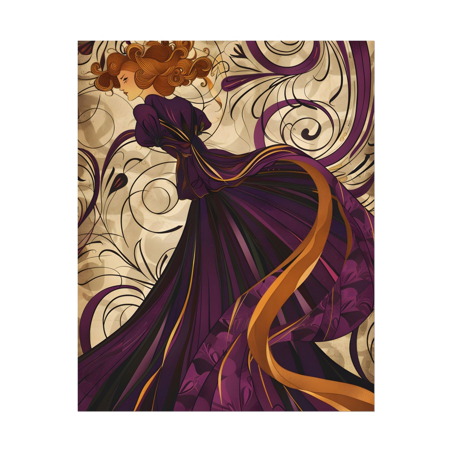 Art Nouveau Masterpiece: Elegant Geometric Design - Poster