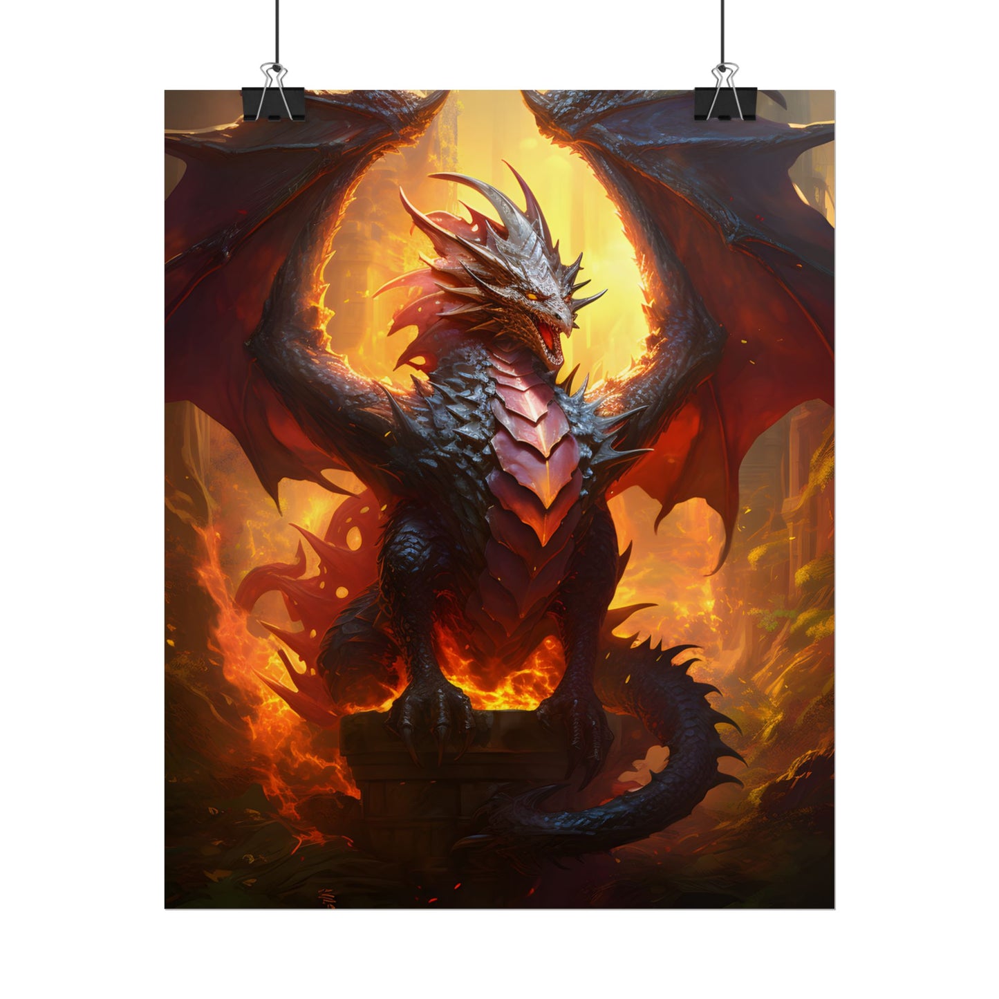 Fantasy Dragon's Treasure Hoard: Ancient Artwork - Poster