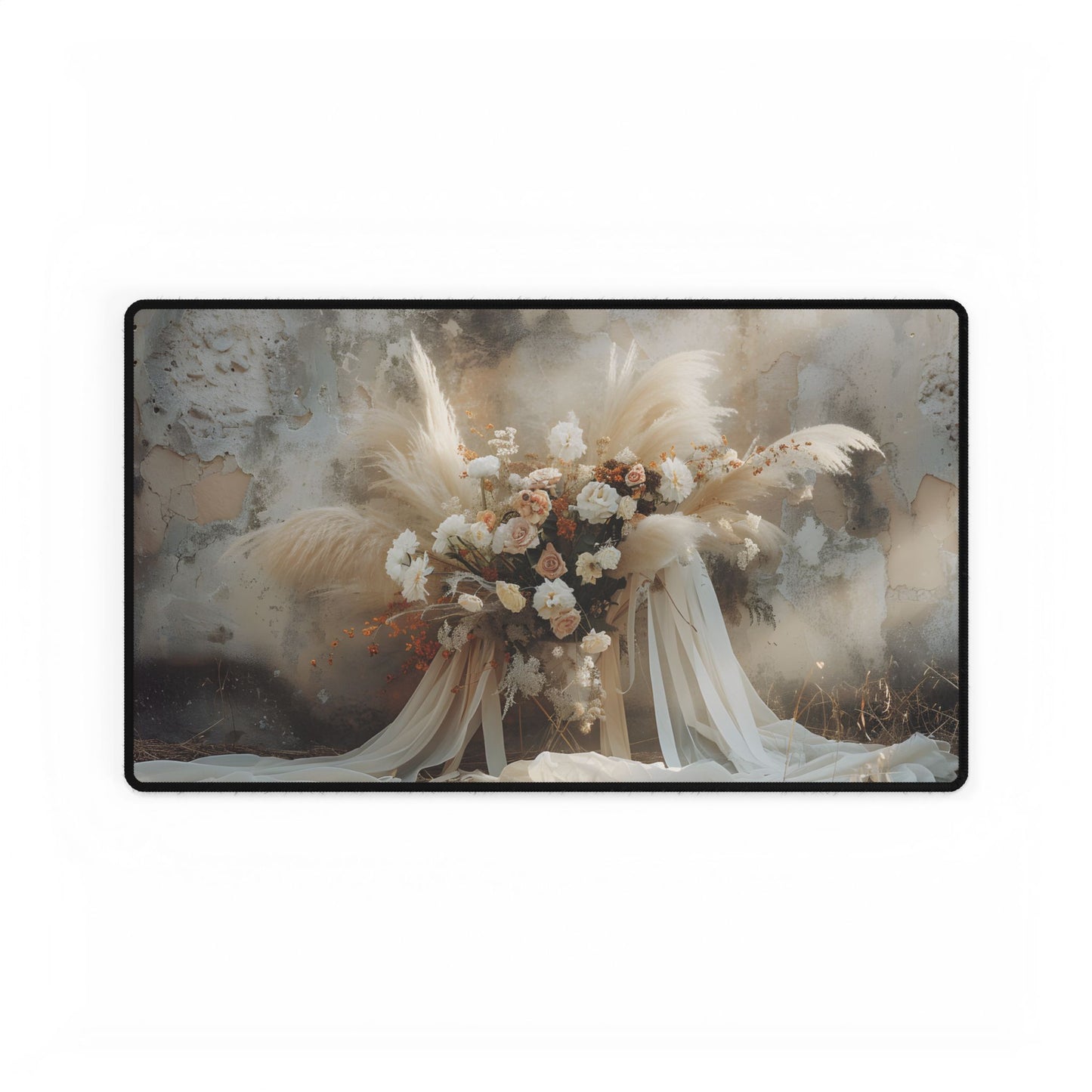 Whimsical Floral Bloom: Pampas Grass Artwork - Desk Mat