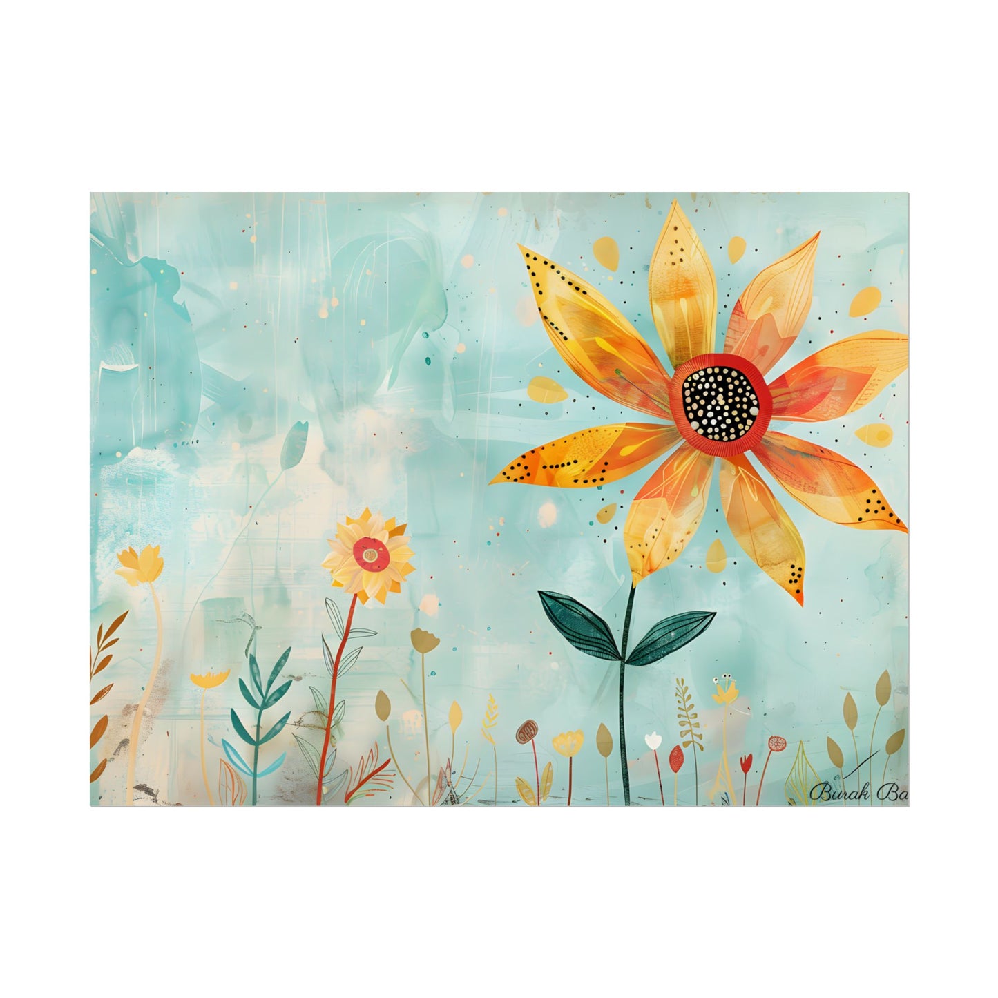 Blooming Growth: Whimsical Flower with Mindset Message Art - Poster