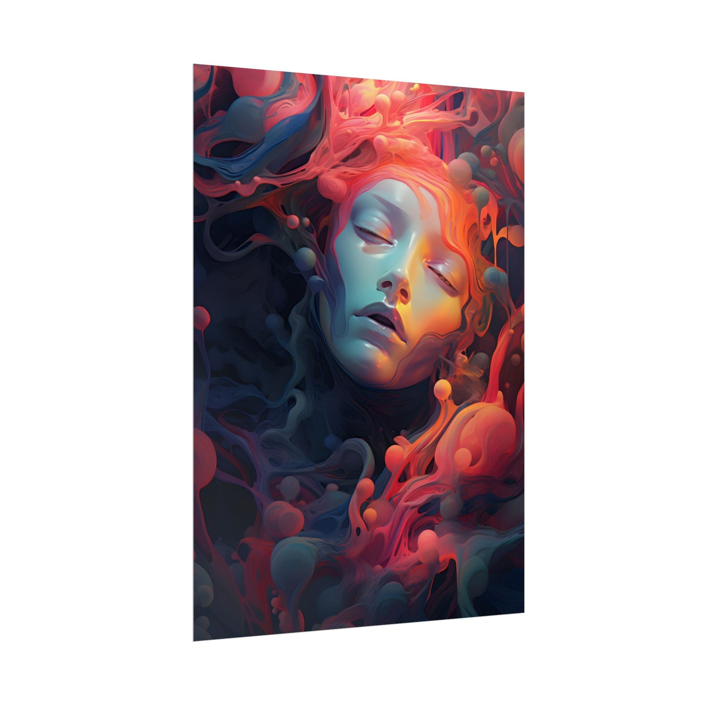 Abstract Cyber Dreamscape: Digital Artwork - Poster