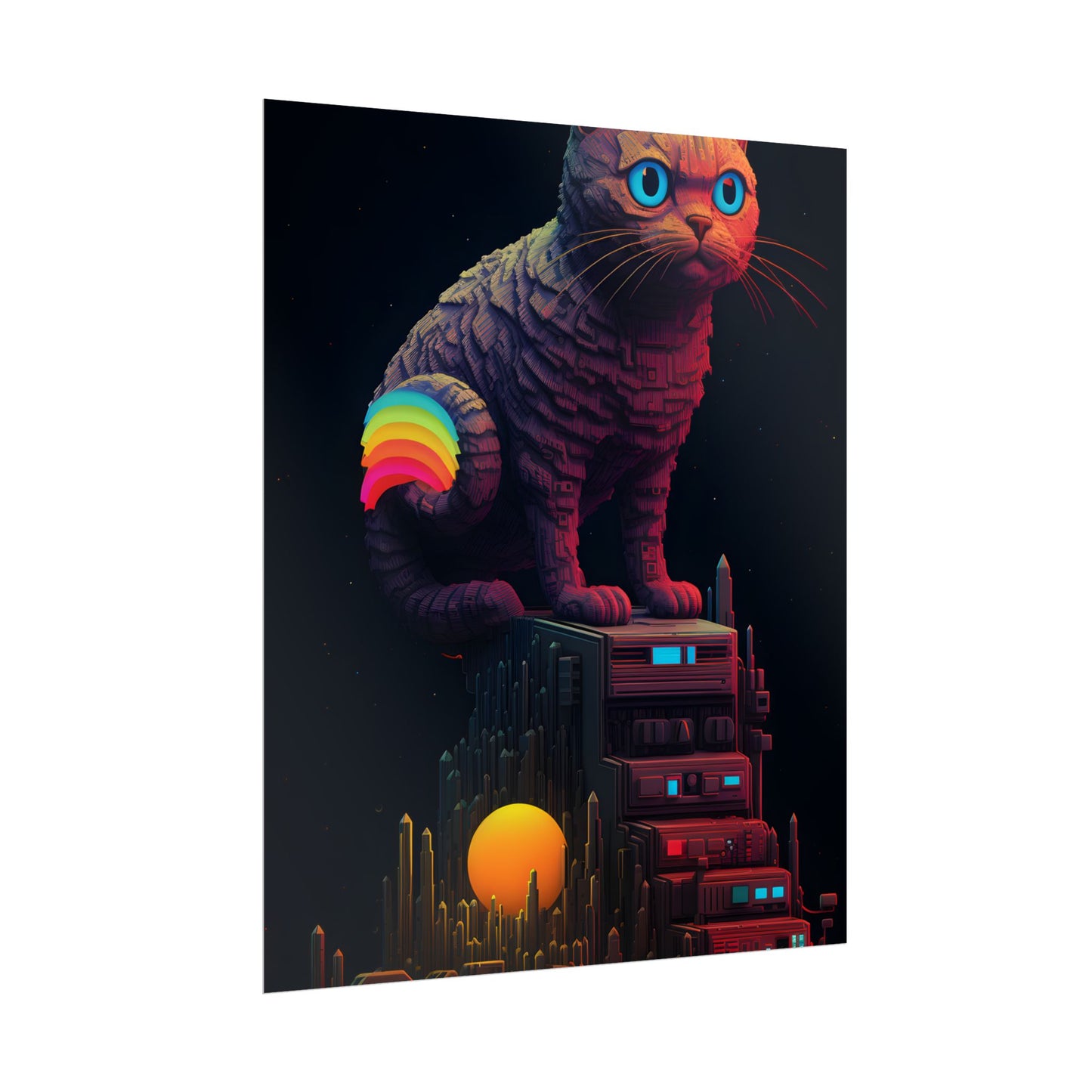 Pixelated Cyber Pets: Futuristic Digital Art - Poster