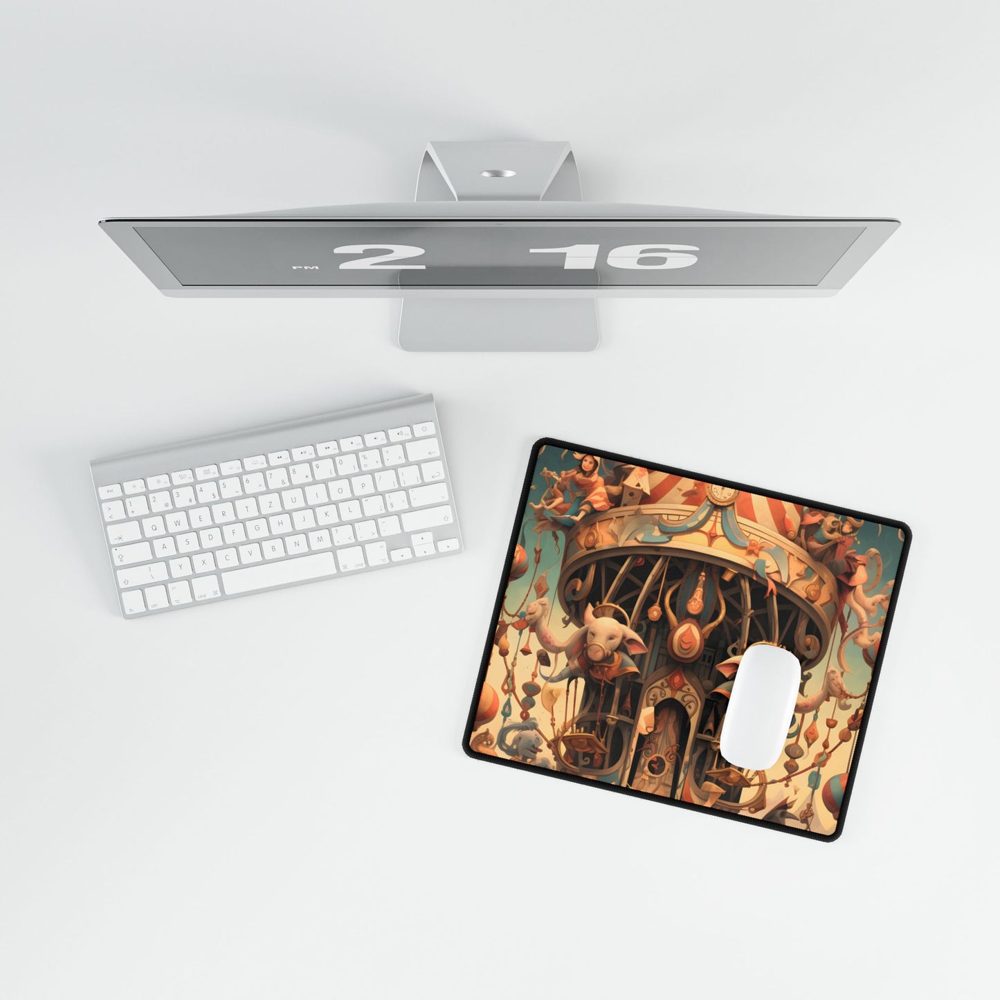 Whimsical Clockwork Circus: A 6 in Wonder - Desk Mat