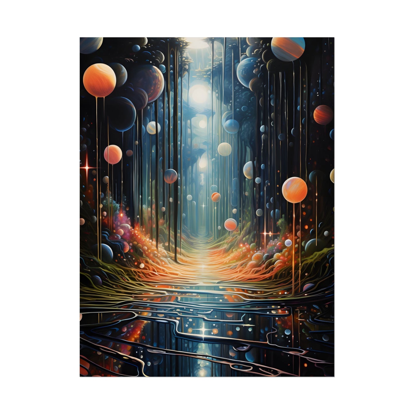 Vibrant Celestial Art Gallery: Otherworldly Landscape - Poster