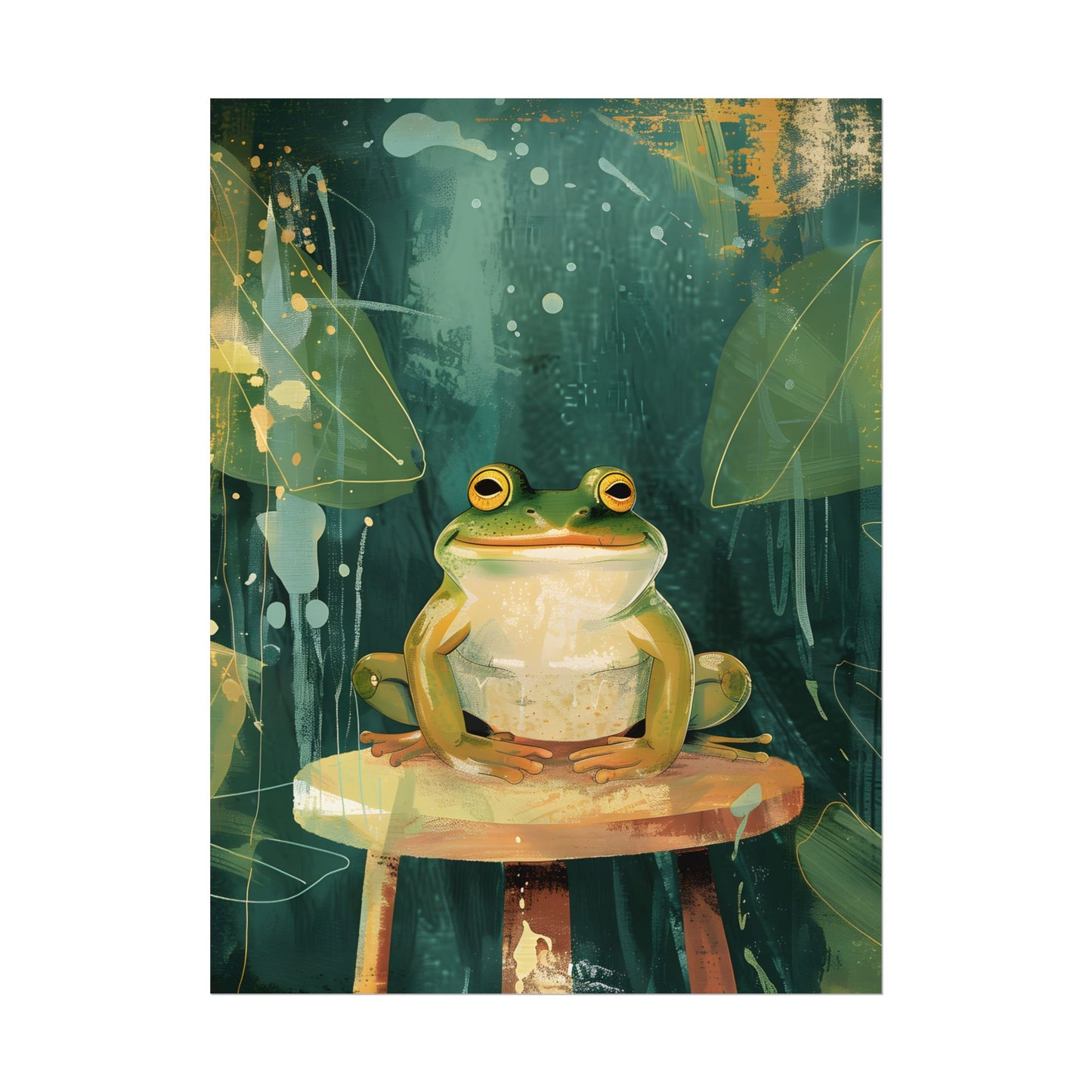 Whimsical Frog Cartoon: Colorful Ta Illustration - Poster