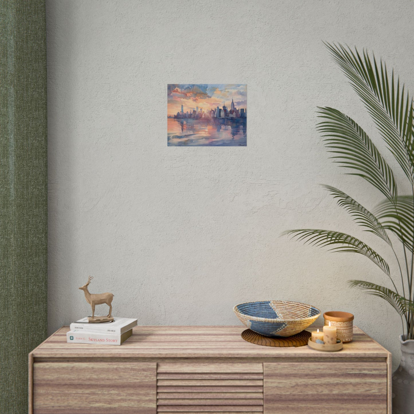 Watercolor New York City Sunset: Golden Hour Artwork - Poster