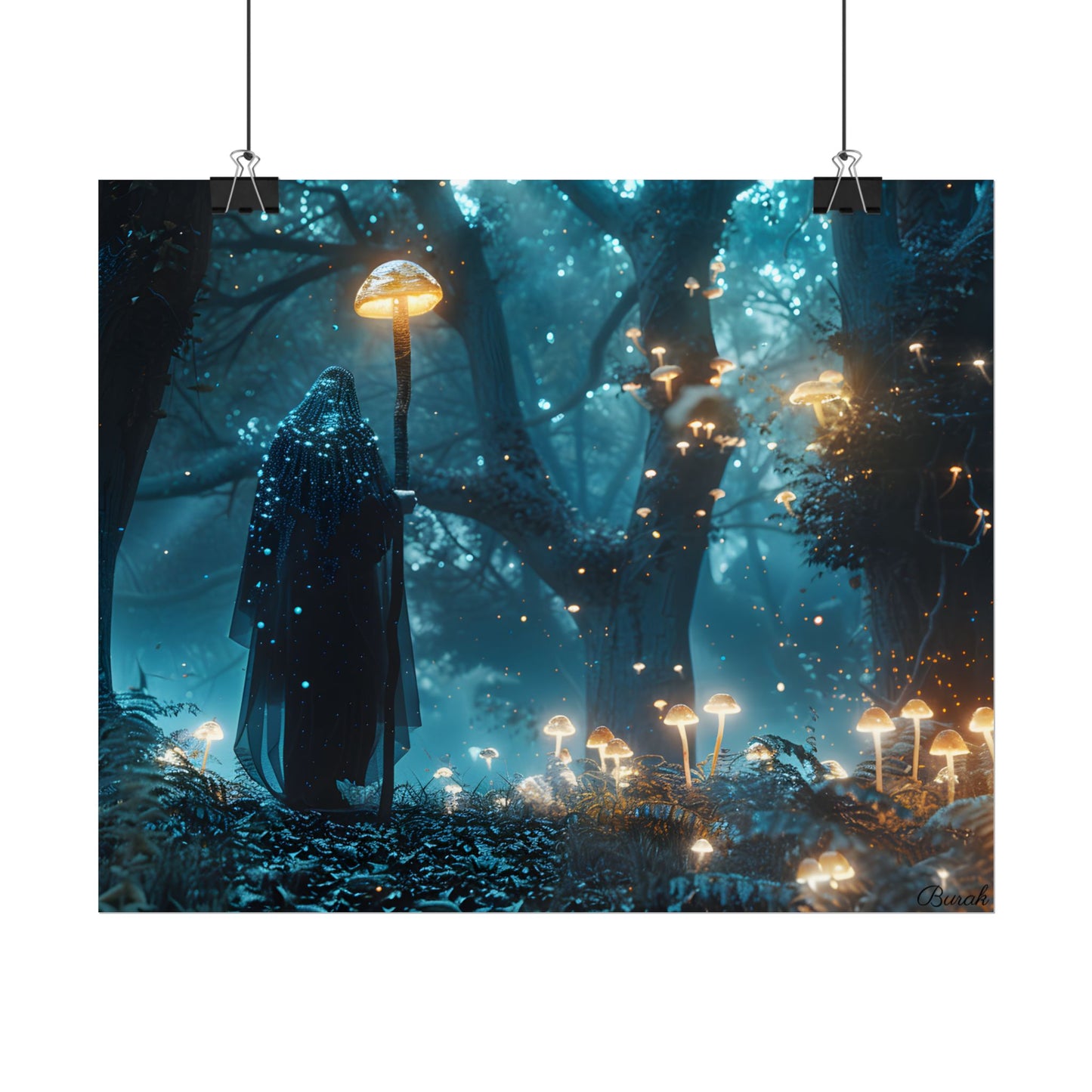 Whispers of Ancient Magic in a Moonlit Mystical Forest - Poster