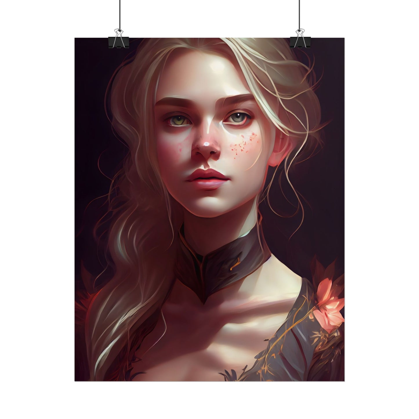 Astonishing Blonde Portrait: Artistic Beauty in Darkness - Poster