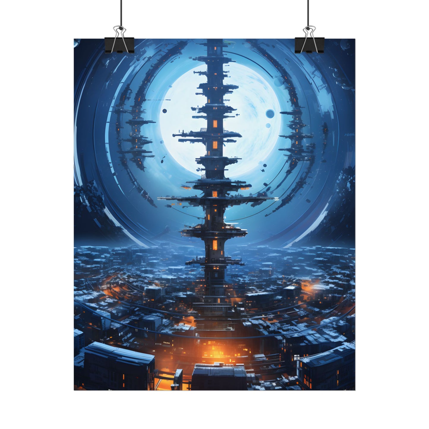 Aetherial Space Station: Low Earth Orbit Digital Art - Poster