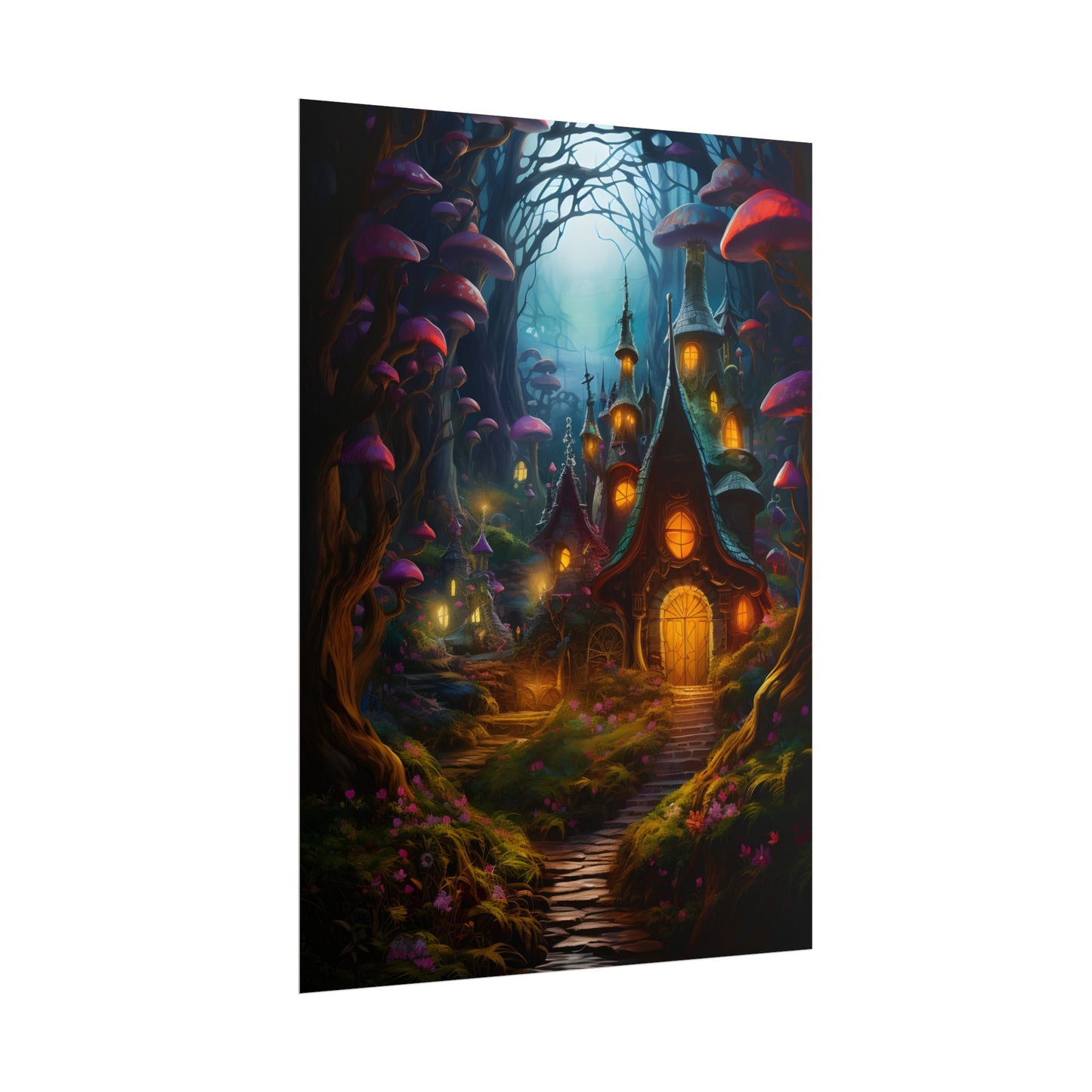 Enchanted Forest Boy: Whimsical Fairy Tale Scene - Poster