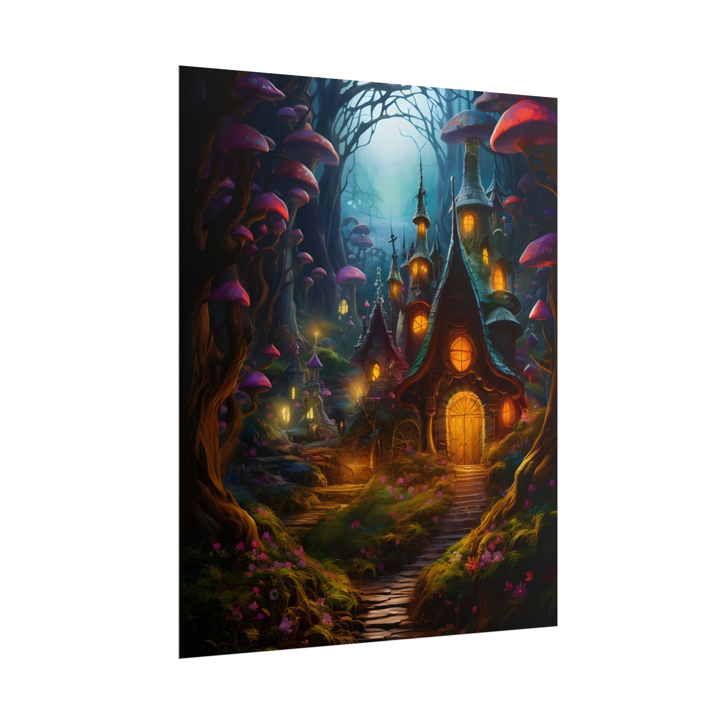 Enchanted Forest Boy: Whimsical Fairy Tale Scene - Poster
