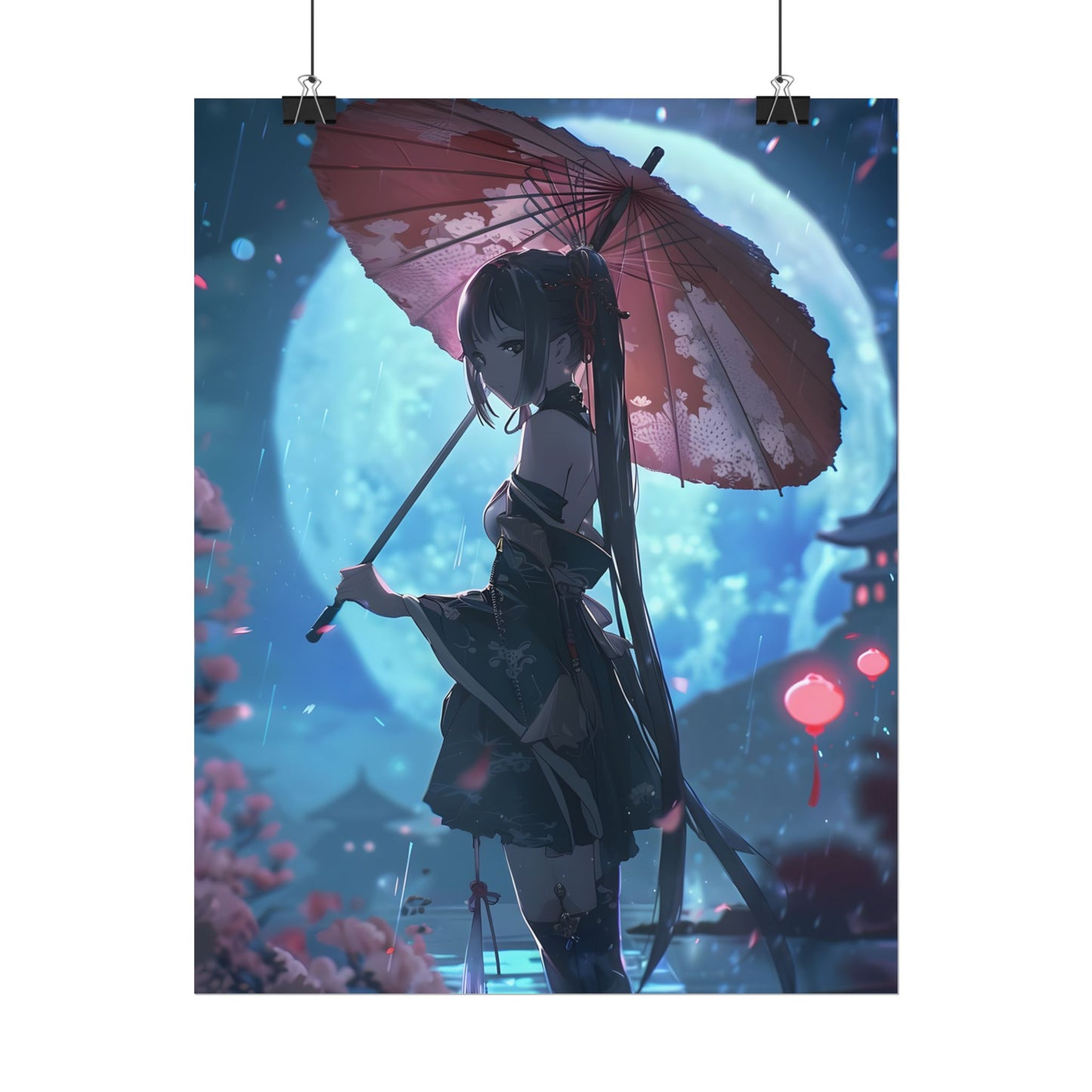 Anime Winter Girl: Gentle Snow Scene Art - Poster