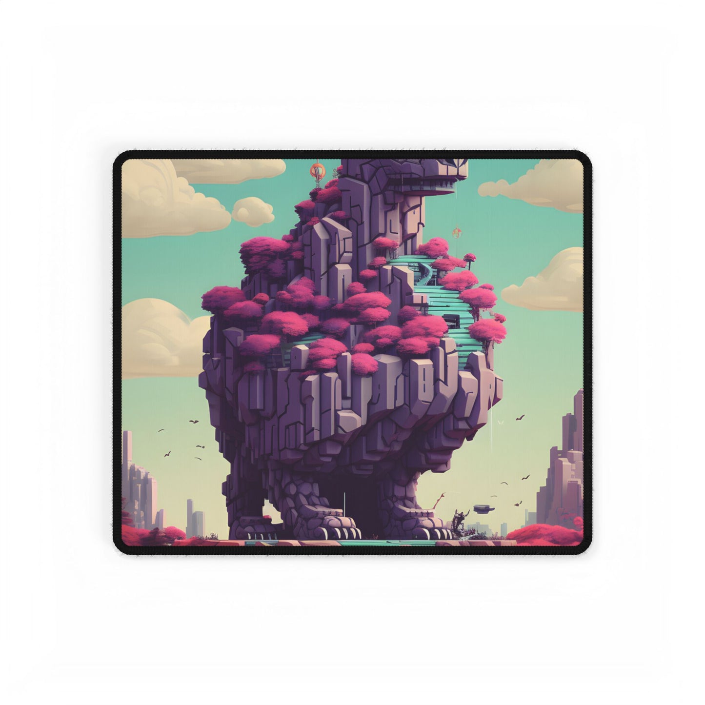 Futuristic Cyber Pet: Neon Pixel Art - Desk Mat