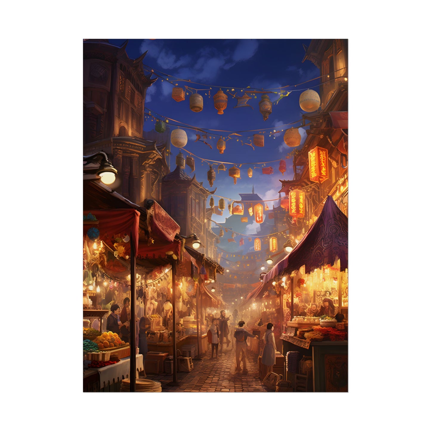 Enchanting Evening Street Food Market: A Vibrant Gathering - Poster