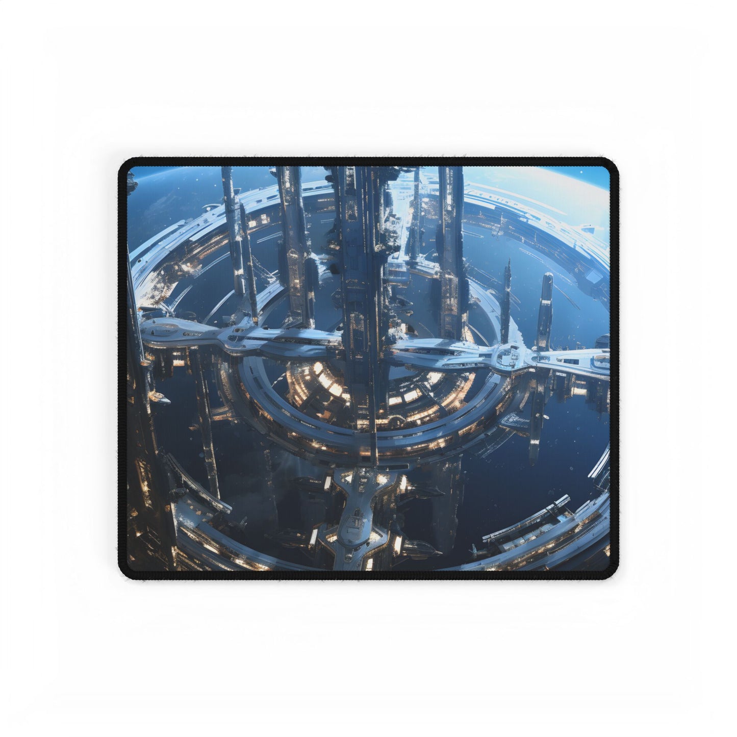 Futuristic Space Station: Aetherial Hub - Desk Mat