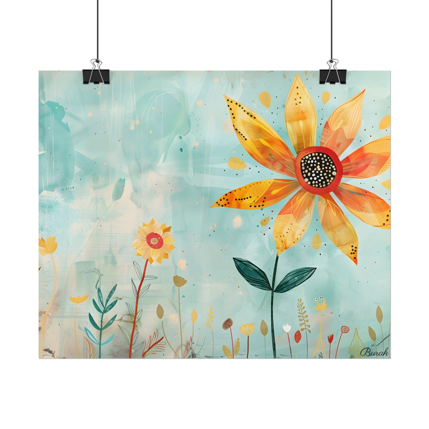 Blooming Growth: Whimsical Flower with Mindset Message Art - Poster
