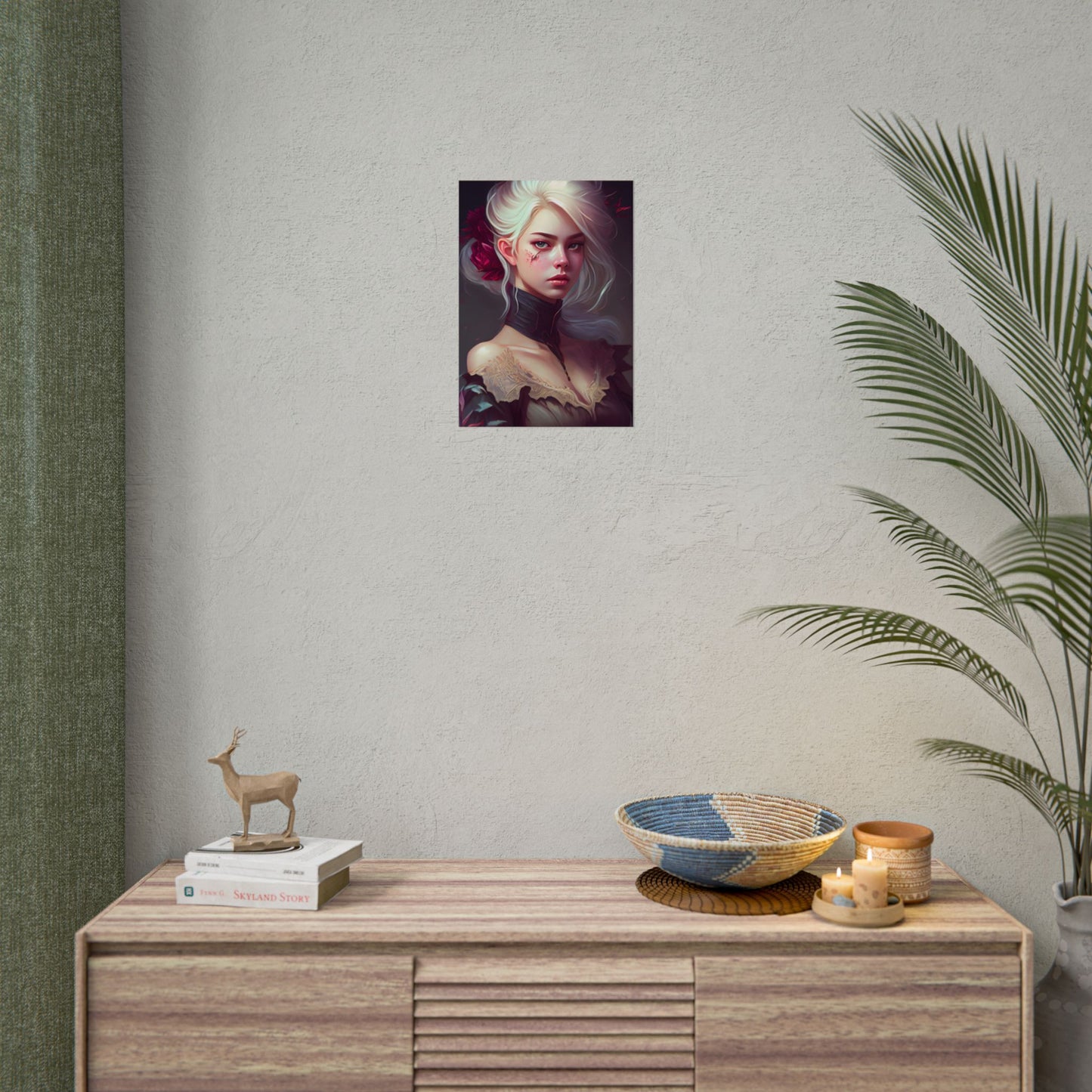 Blonde Beauty in Nature: Realistic Portrait Art - Poster