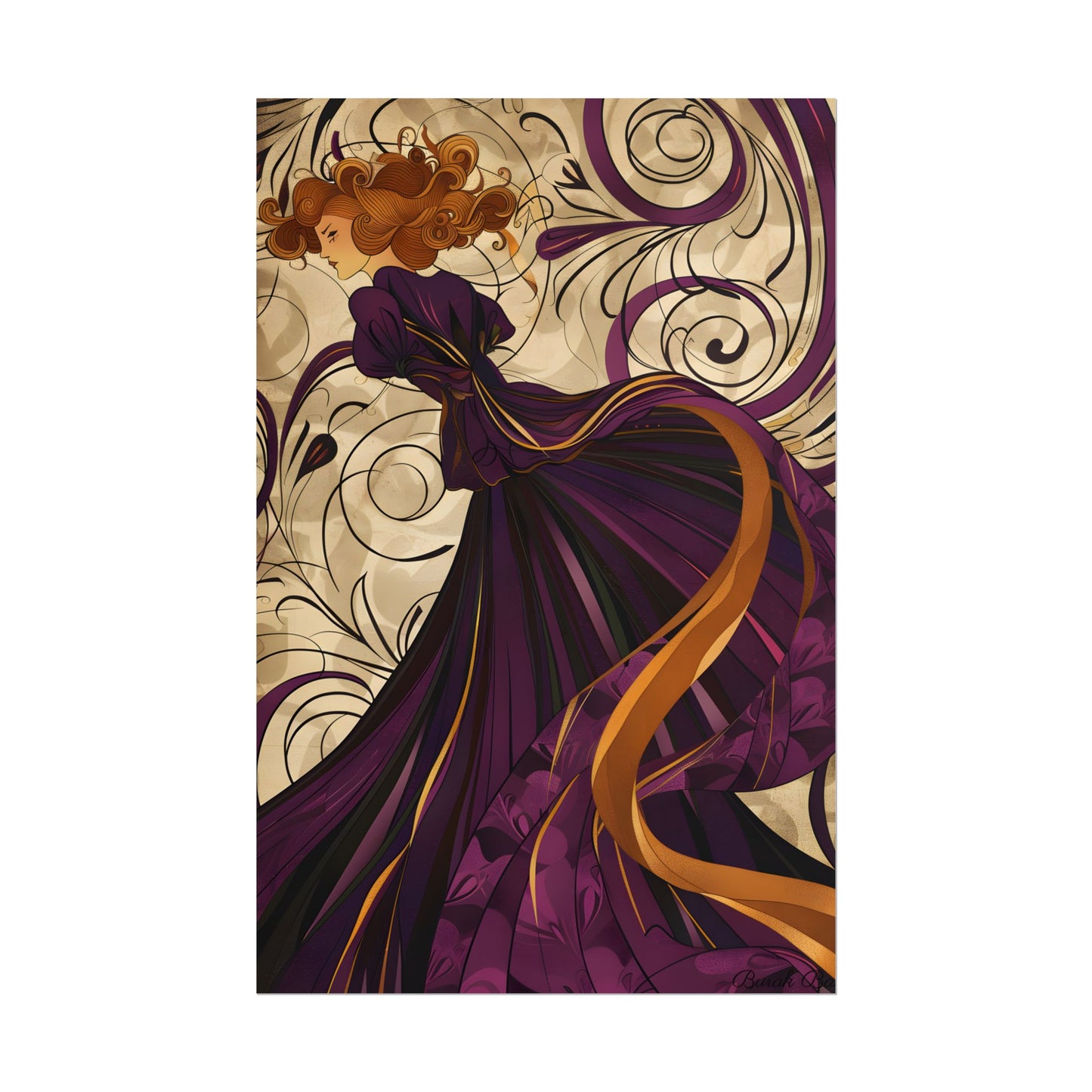 Art Nouveau Masterpiece: Elegant Geometric Design - Poster