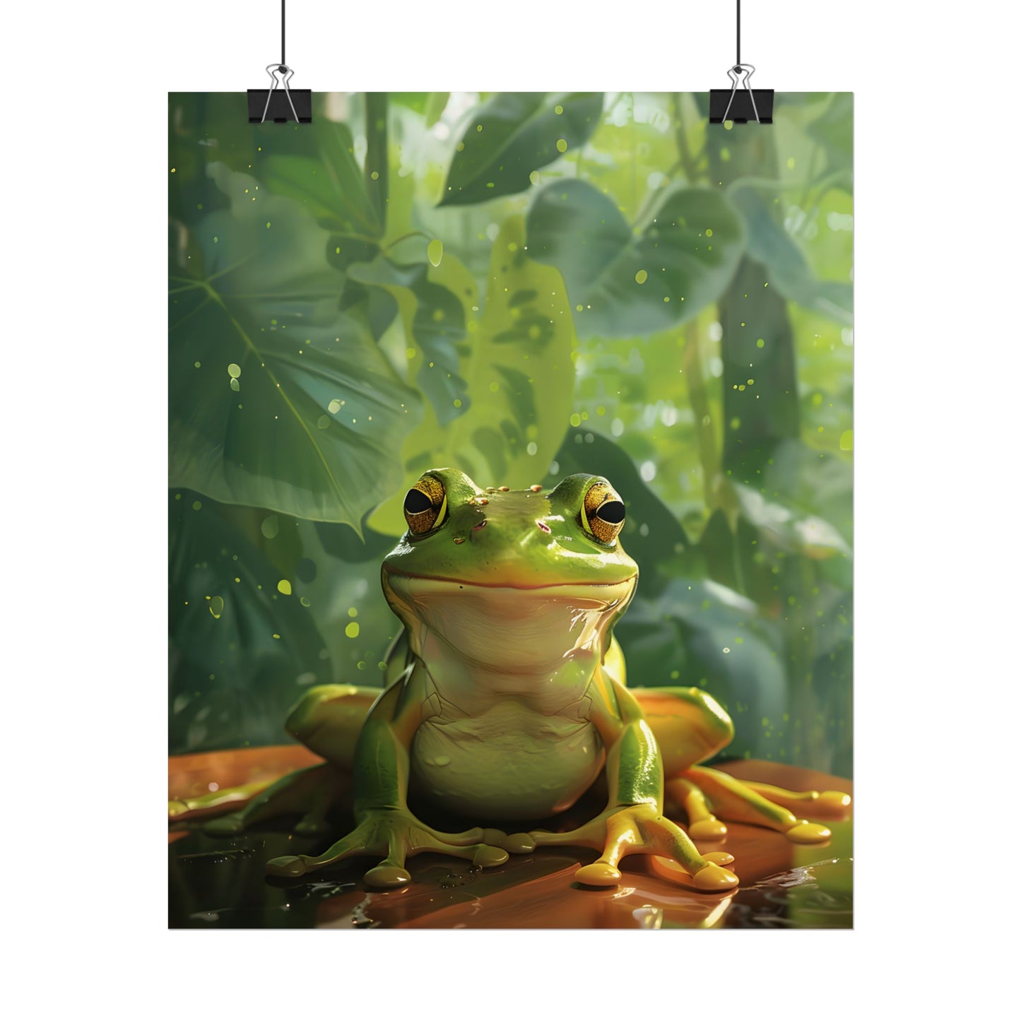 Whimsical Frog Oasis: A Peaceful Lily Pad Scene - Poster