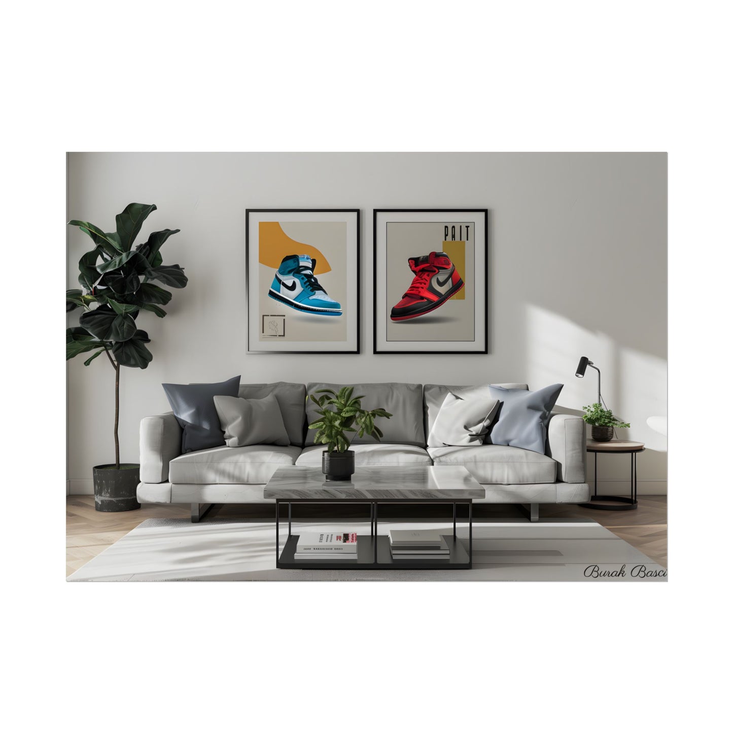 Minimalist Modern Living Room: Neutral Colors & Natural Light Art - Poster