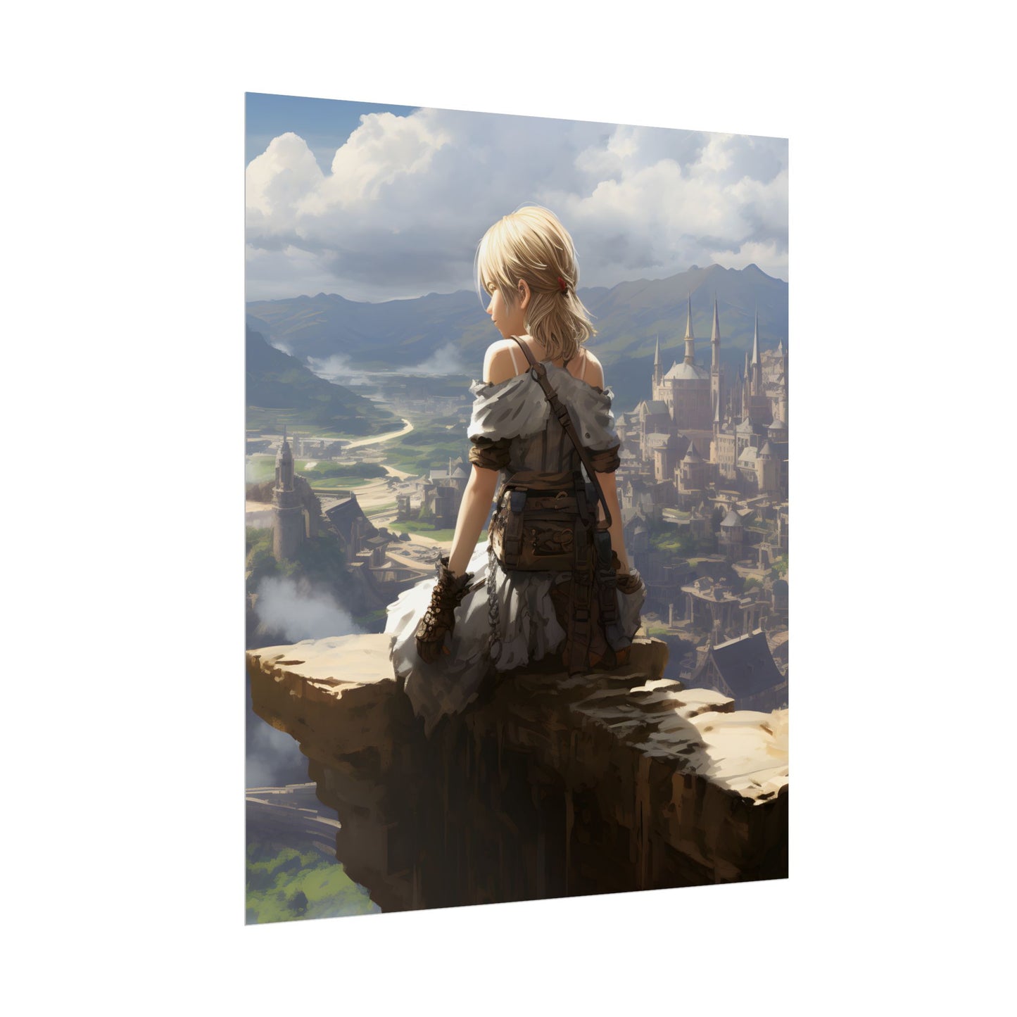 Anime Dreams: Flying Blonde Digital Artwork - Poster