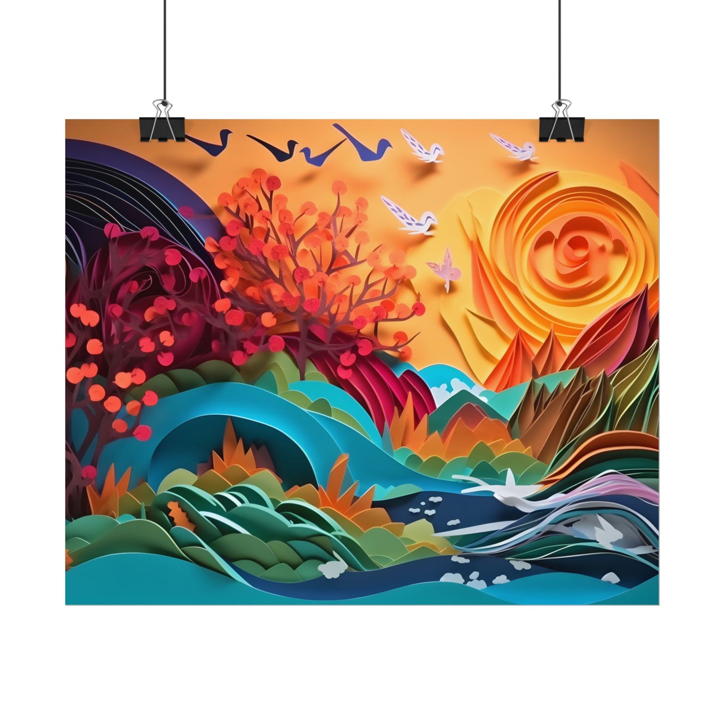 Magical Brown Flower: Quilled Paper Art - Poster