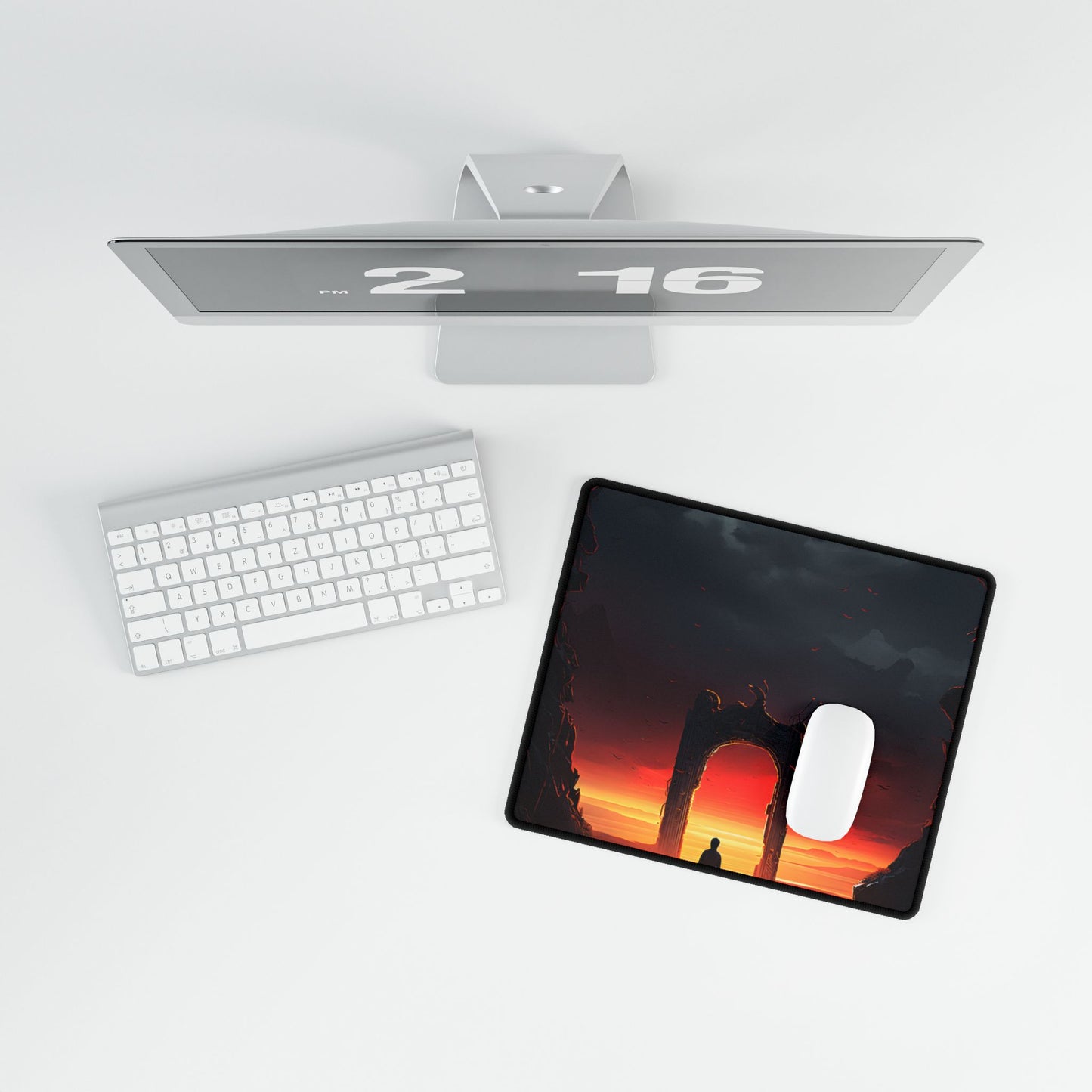 A Moment of Stillness: Phone in Quiet Indoor Setting - Desk Mat