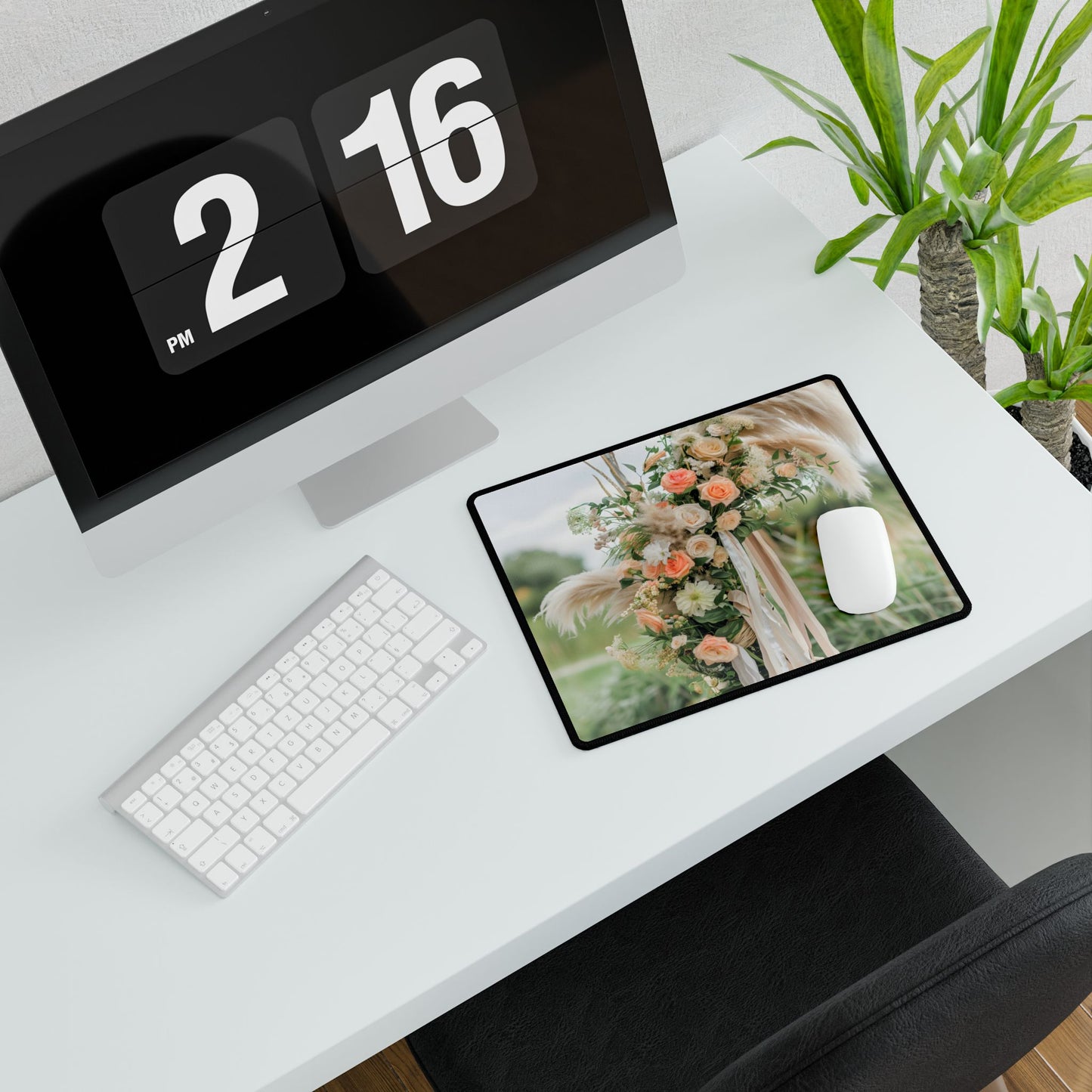 Whimsical Floral Wonders: Vibrant Pampas Garden Art - Desk Mat