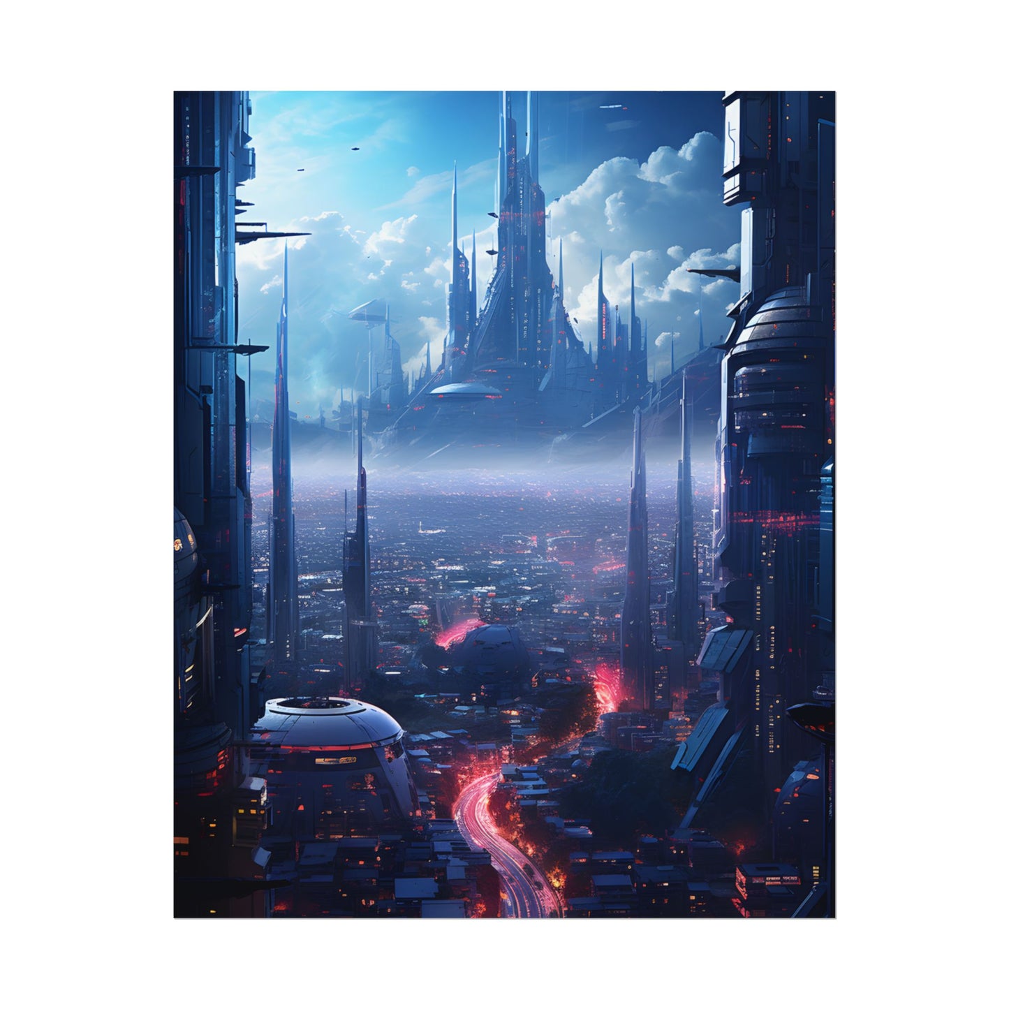Cyberpunk Dystopia: Neon Cityscape Digital Artwork - Poster