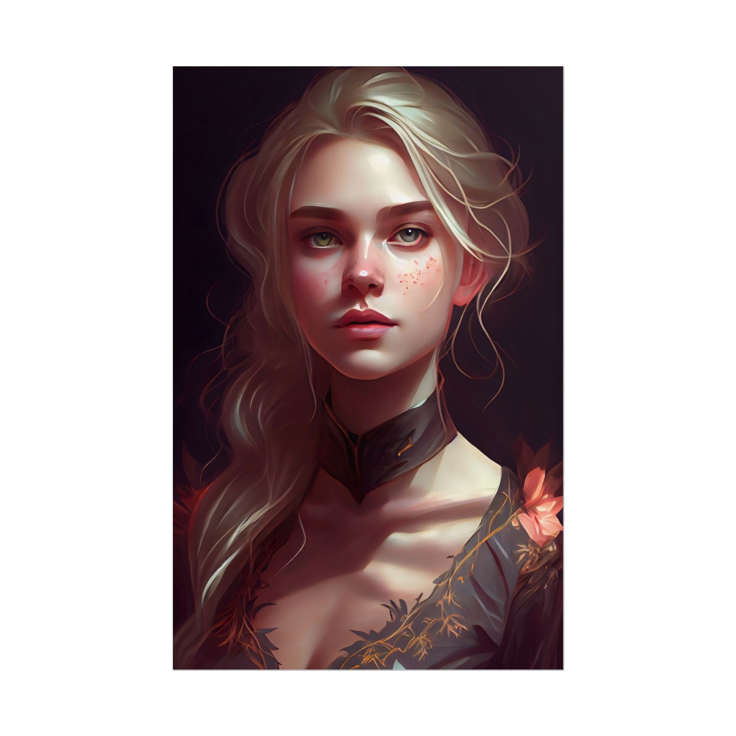 Astonishing Blonde Portrait: Artistic Beauty in Darkness - Poster