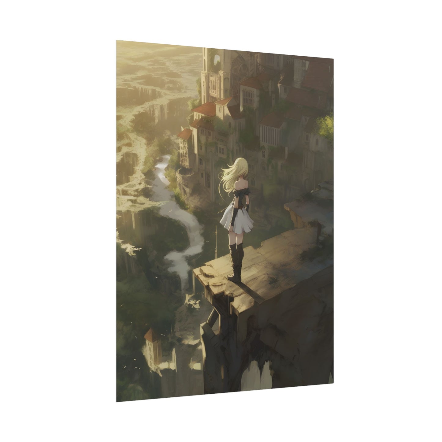 Dramatic Anime Blonde Female Digital Art - Poster