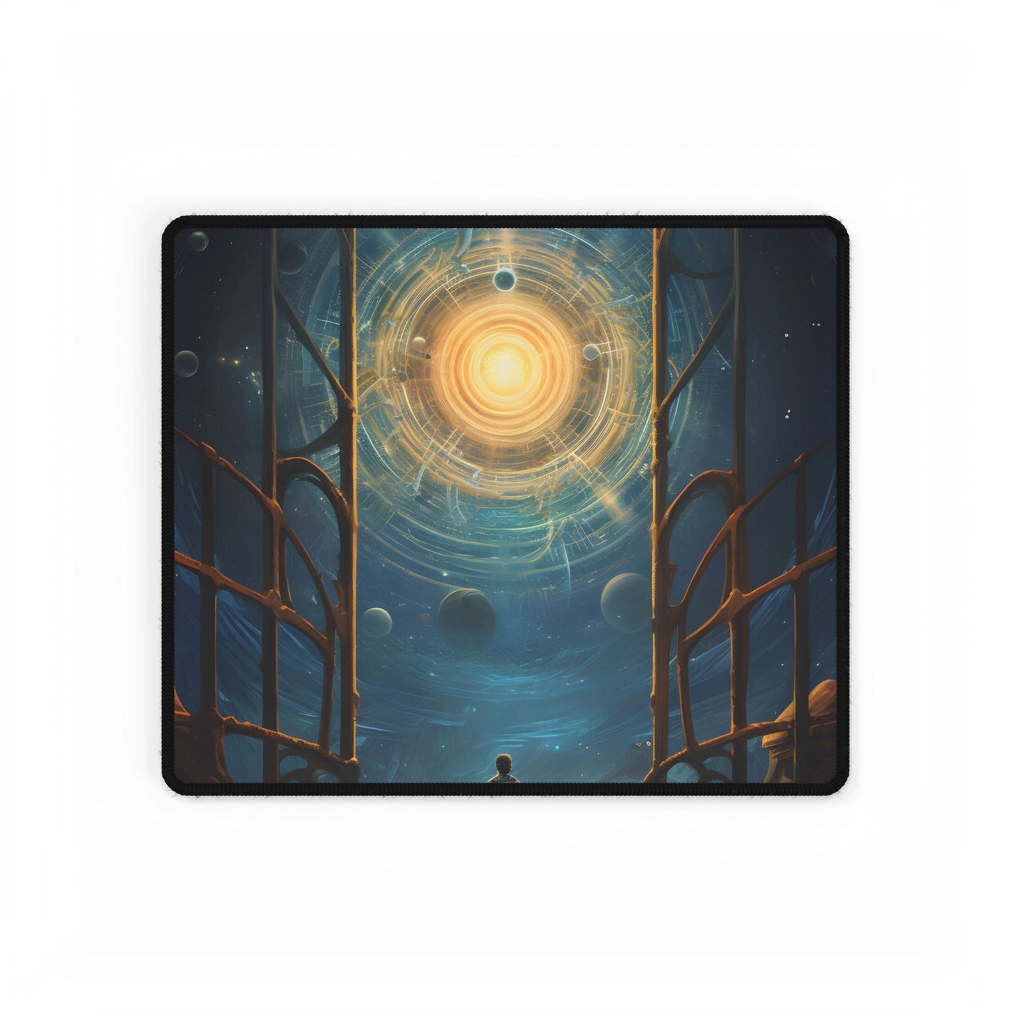 Space Explorer's Journey: Sleek Spacecraft in Stellar Odyssey - Desk Mat