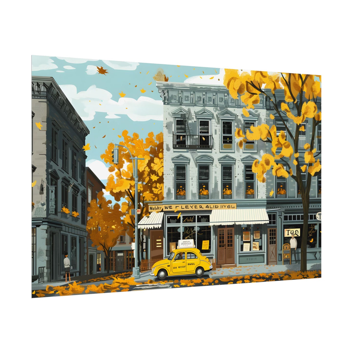 Whimsical Yellow Building: Ornate Illustration Artwork - Poster