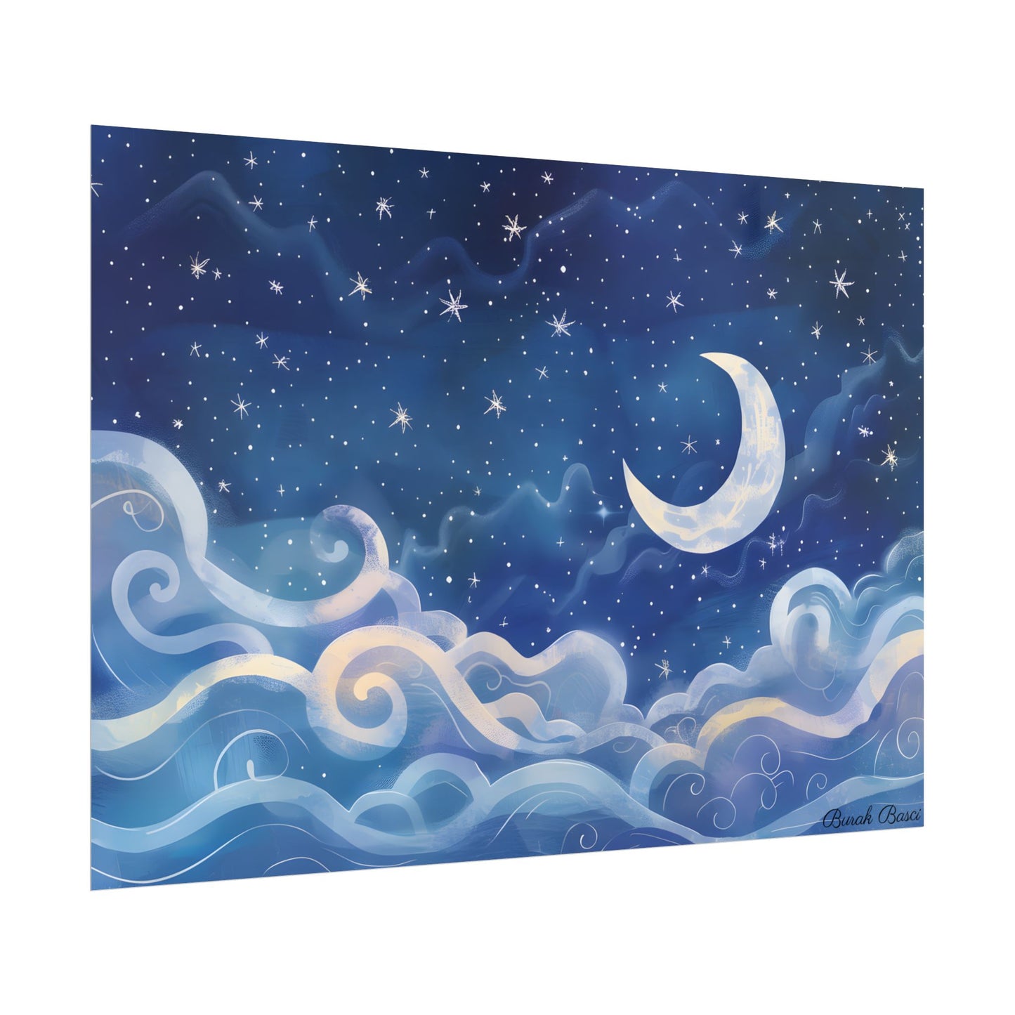 Whimsical Night Sky Dreams: Magical Illustration - Poster